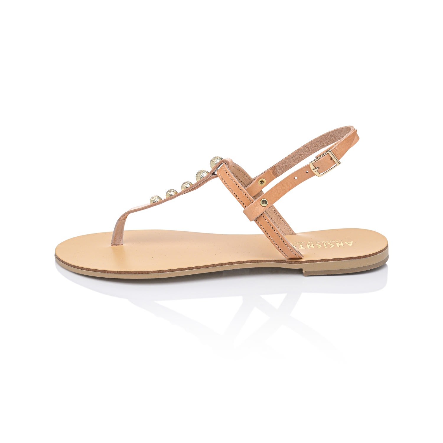 Neutrals Melina Handcrafted Leather Flat Sandals With Silver Accents - Designer Women’s Flat Sandals With Toe Separator And Ankle Strap 5 Uk Ancientoo