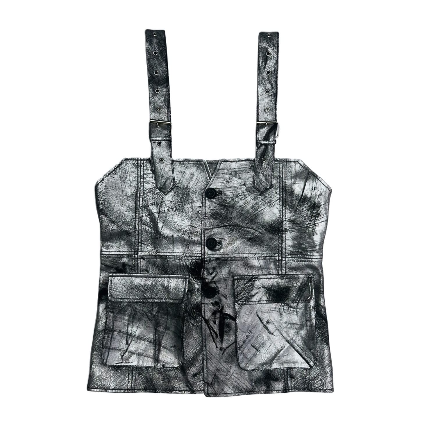 Women's Silver Sentinel Leather Vest | S/M | Zastastudio