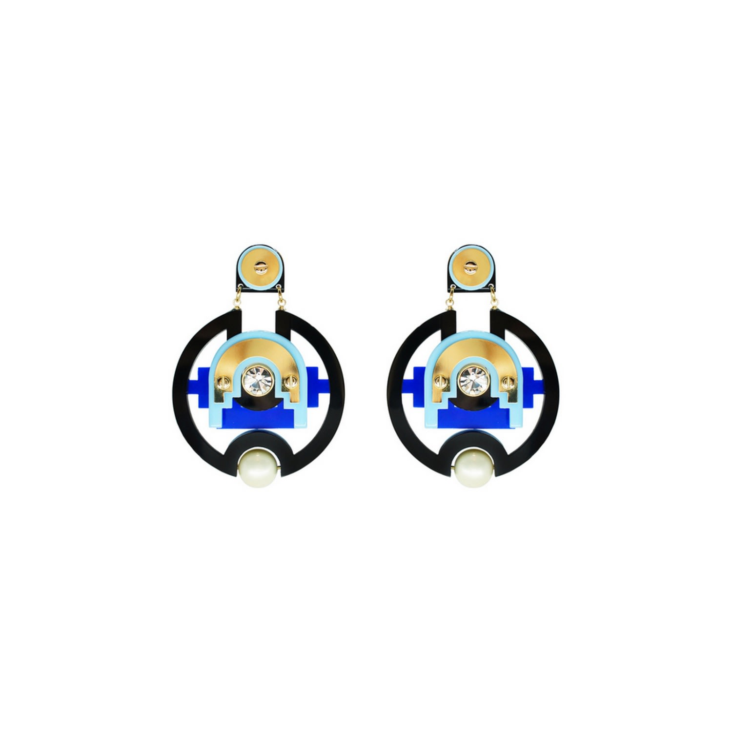 Gissa Bicalho Women's Handmade Acrylic Earring Hoops Tikal / Blue In Multi