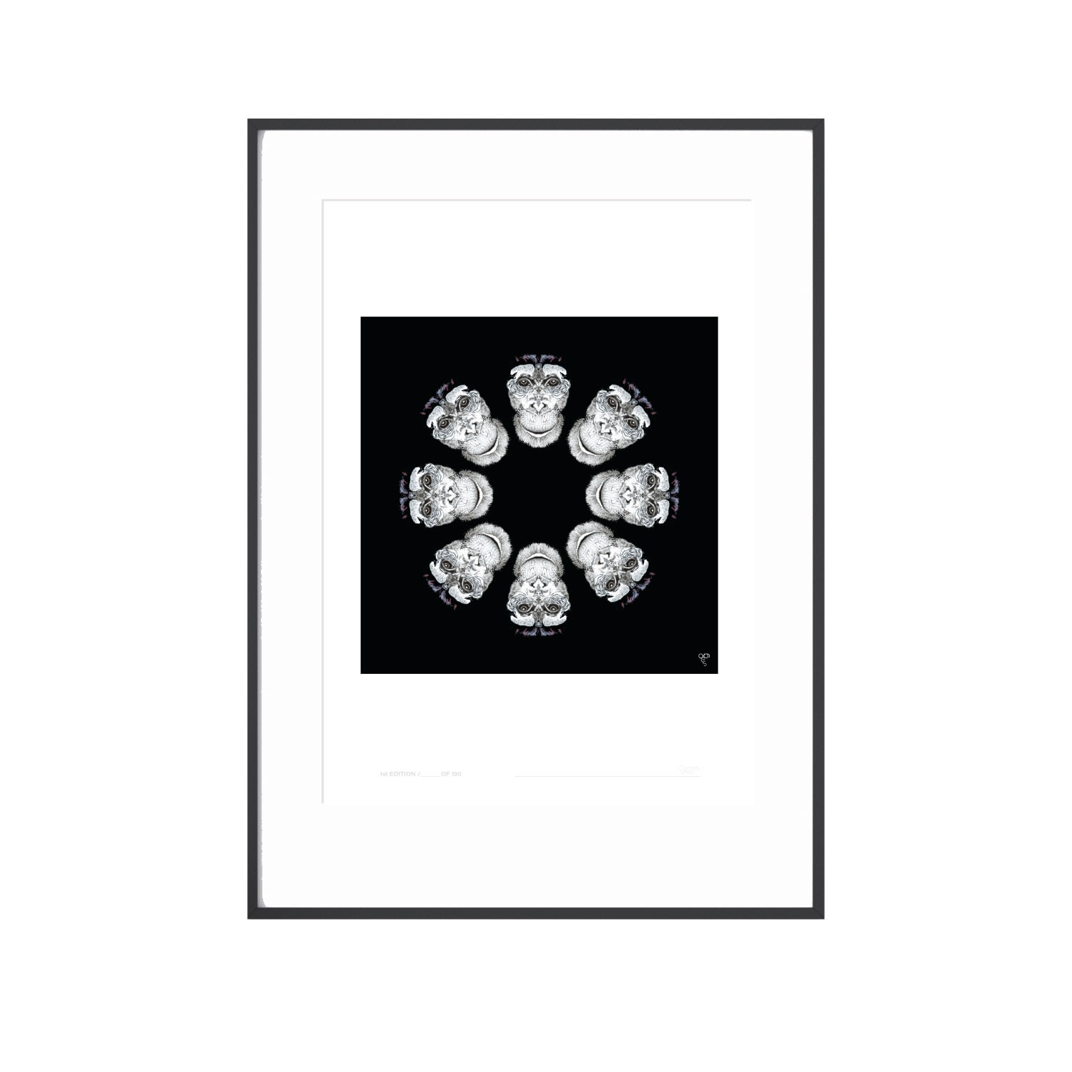 Curiosity Snug Curious Creatures Series - Chimp Daisy Print - Black In Multi