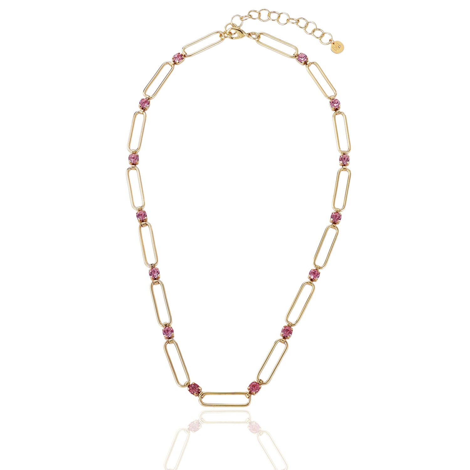 Rare Matters Jewelry Women's Pink / Purple Pink Crystal Link Necklace