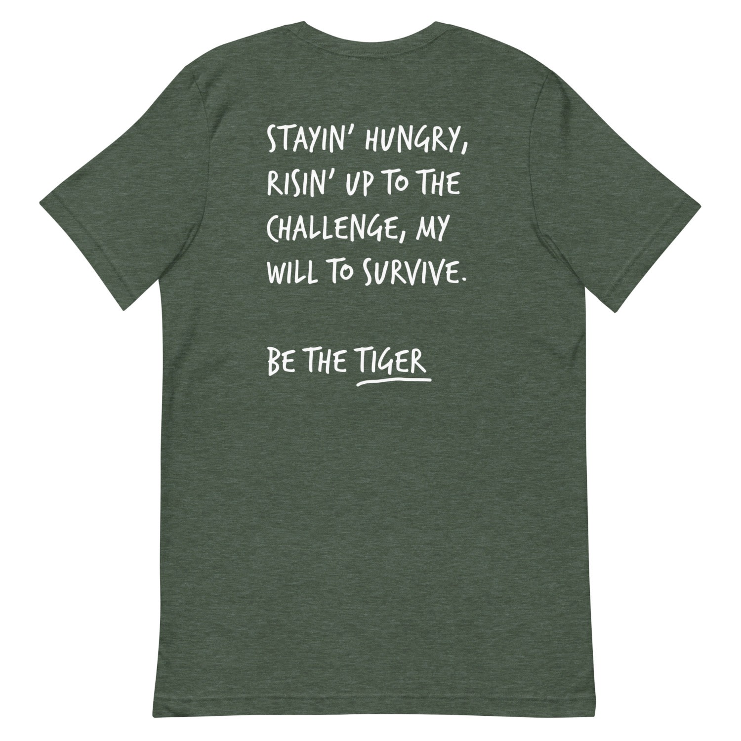 Anchor & Crew Green Heather Forest Think Ocean Tiger Aspirations Cotton Embroidered T-shirt - Women In Green