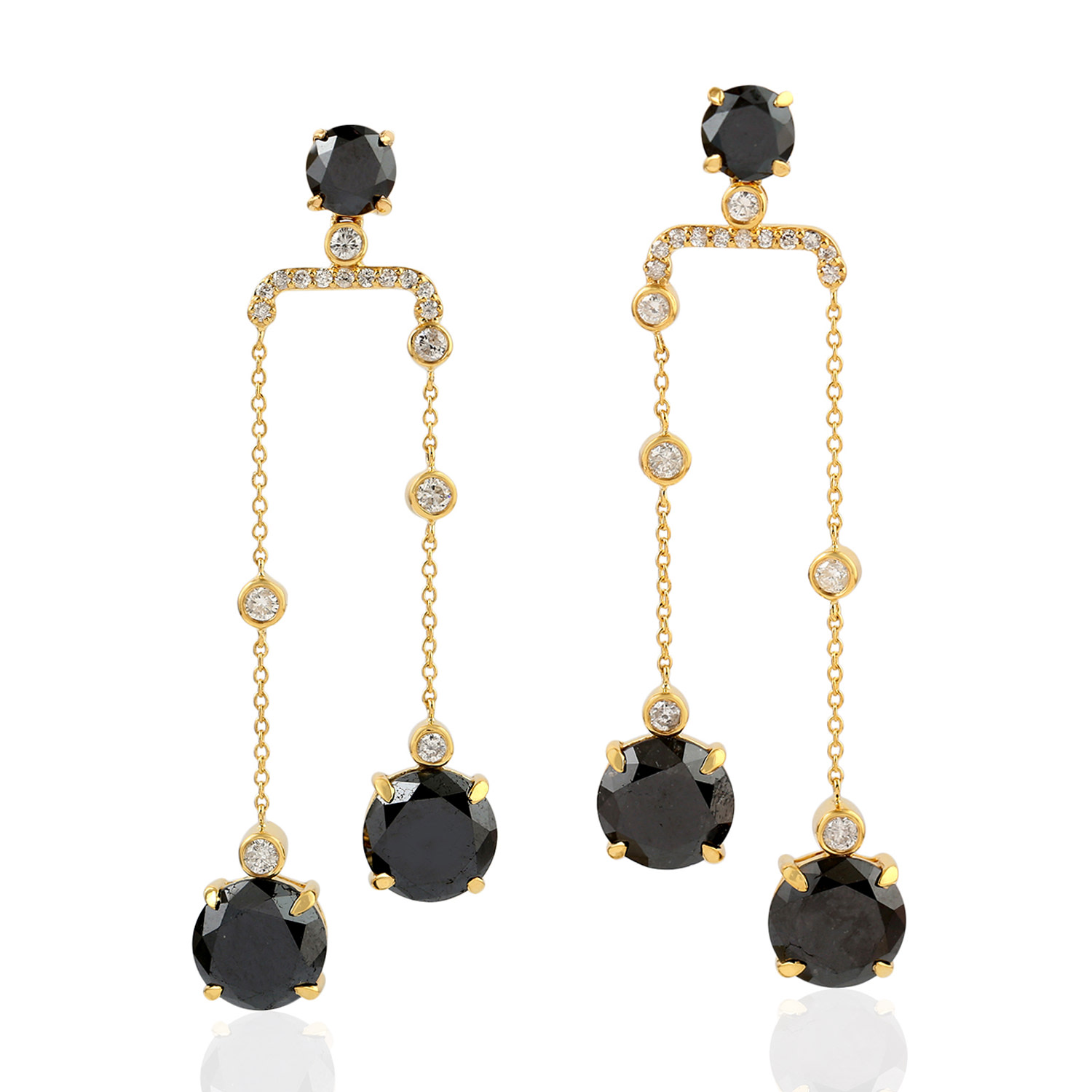 Artisan Women's Natural Diamond Chandelier Earrings In Yellow Gold