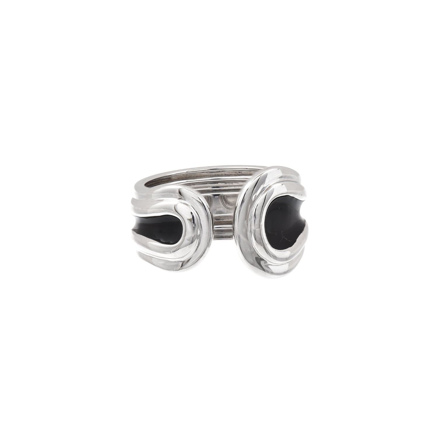 &lottie Men's Black / Silver Parallel Silver & Enamel Ring In Multi