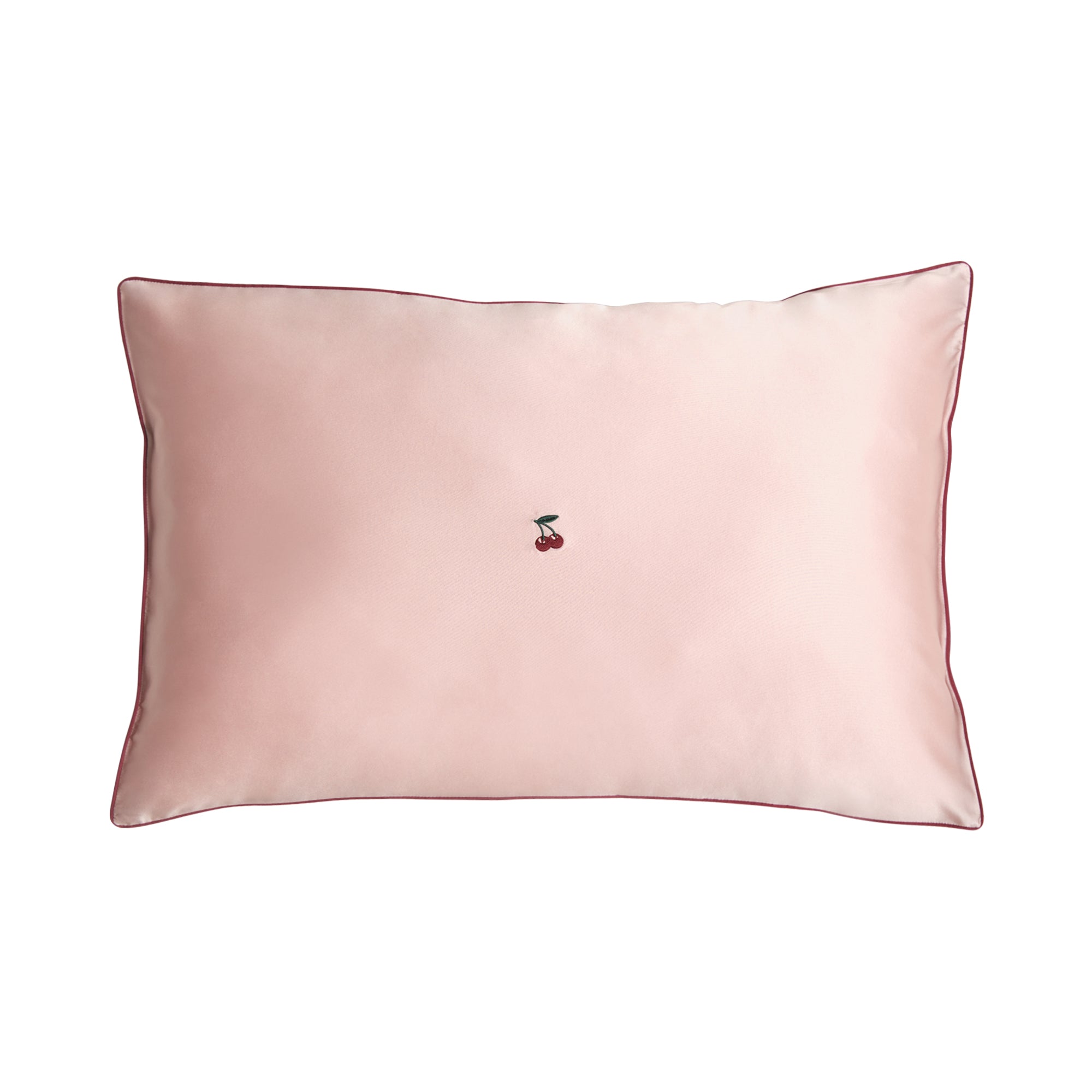 Lost Pattern Nyc Pink "lost Cherries" Silk Pillowcase In Pink