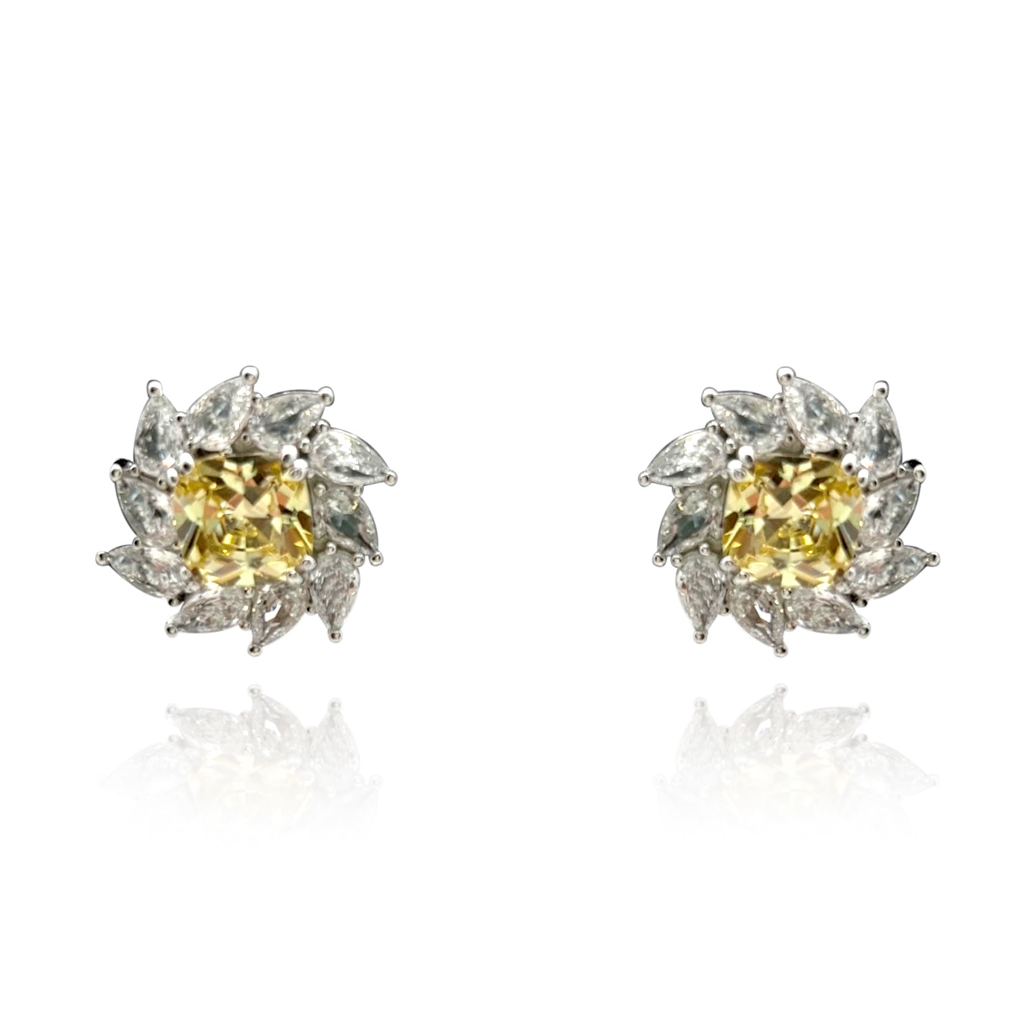 Michael Nash Jewelry Women's Canary And Diamond Cubic Zirconium Clip-on Earrings In Sterling Silver In Silver