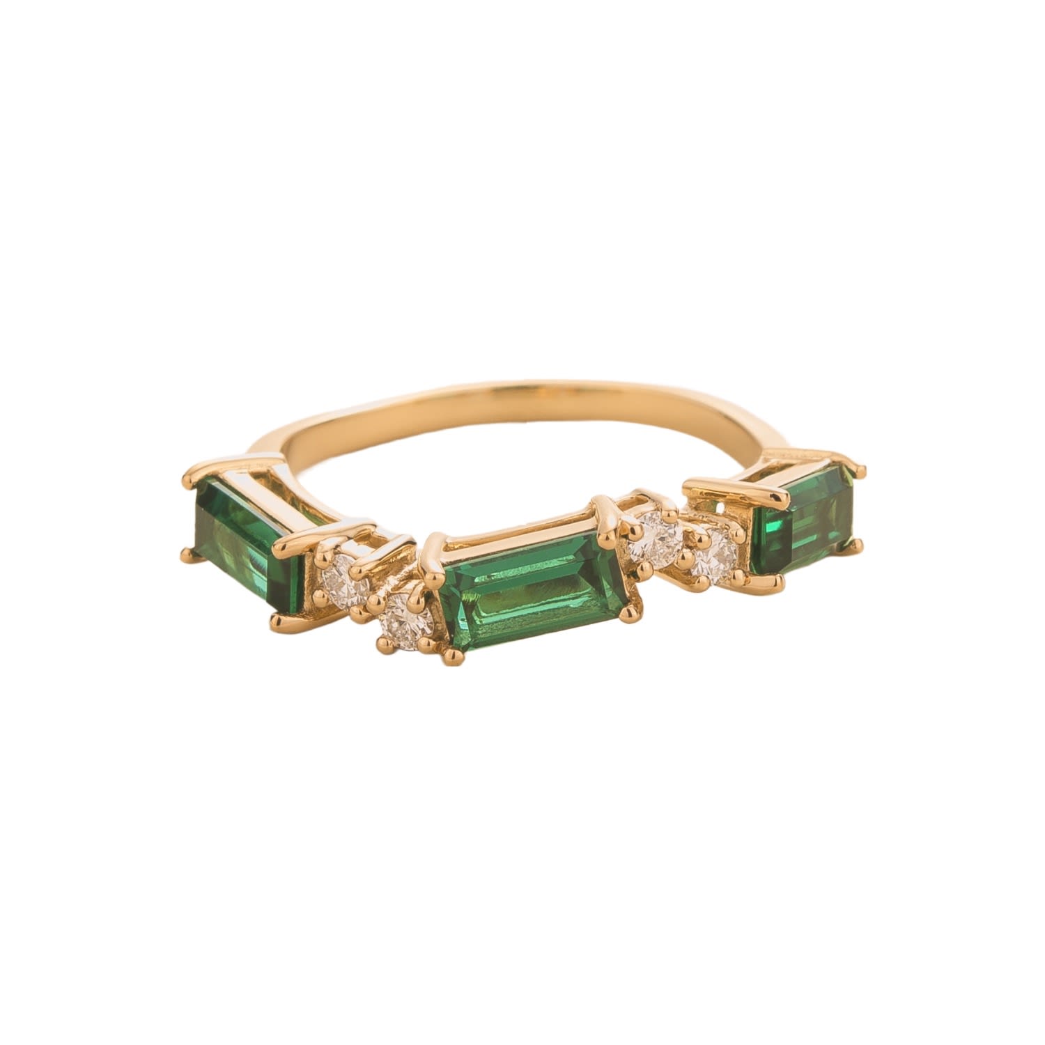 Juvetti Women's Gold / Green / White Forma Ring In Emerald & Diamond In Multi
