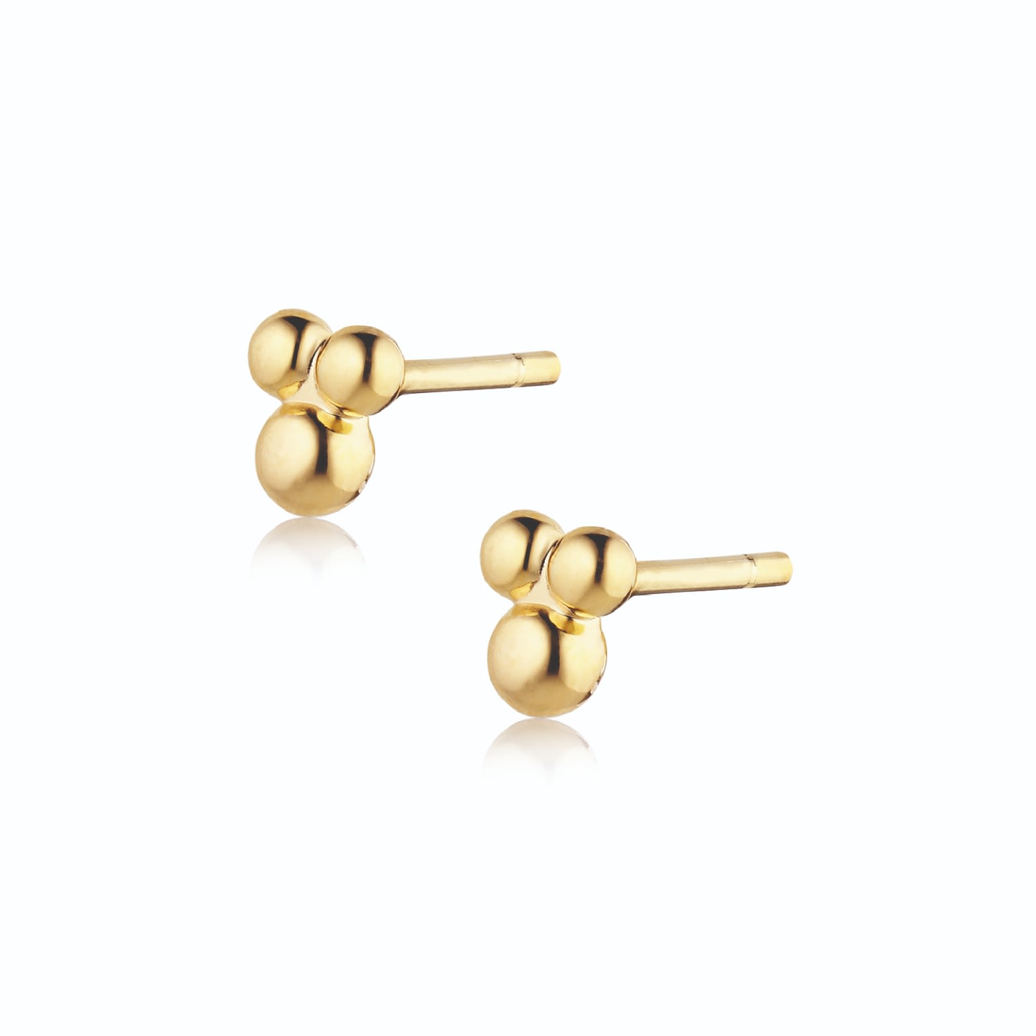 Women’s Eclipse - Earstuds With Three Golden Balls - Gold Alura Copenhagen Jewellery