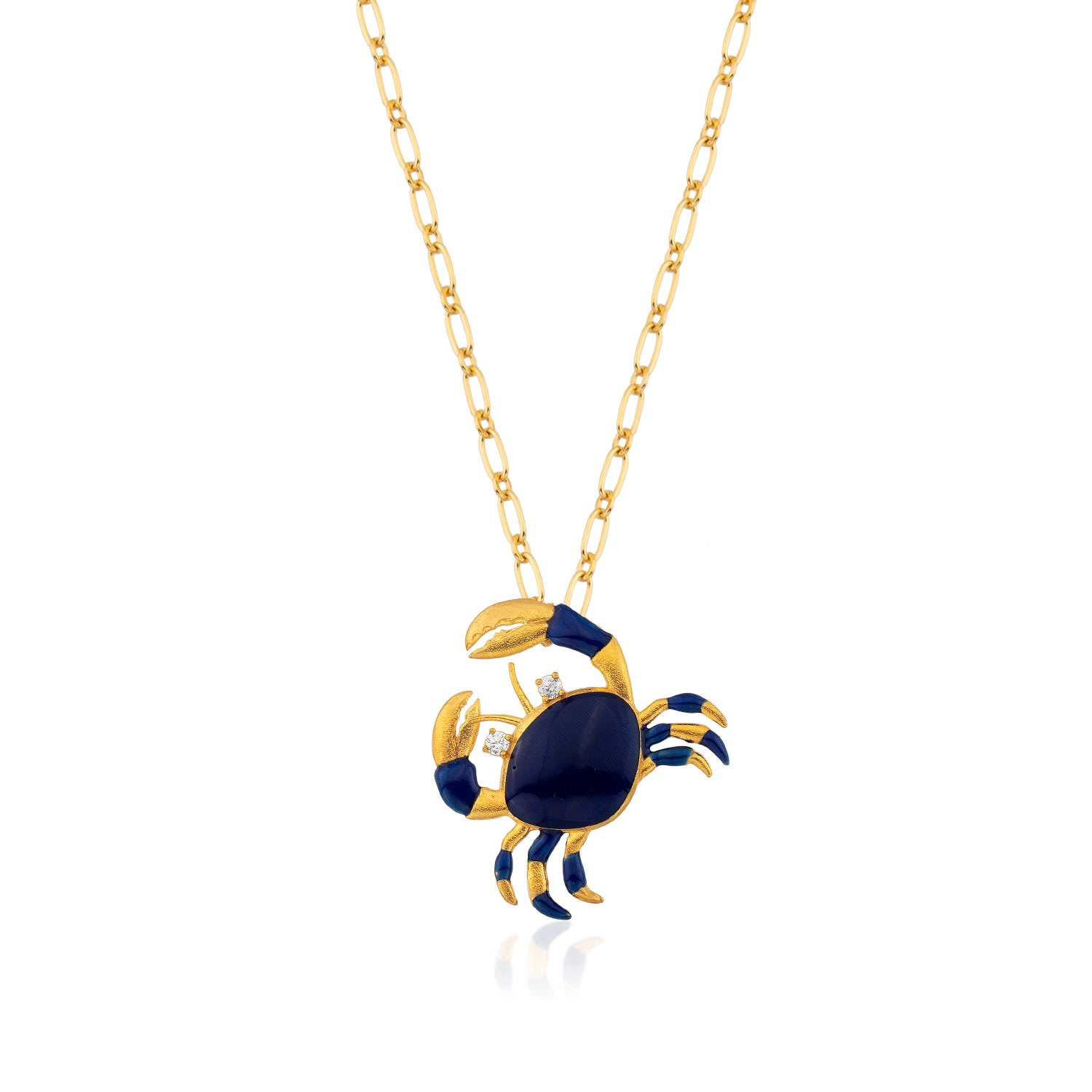 Milou Jewelry Women's Navy Blue Crab Necklace In Blue