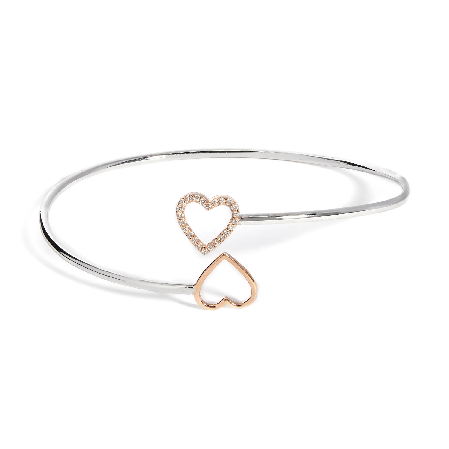 Kaizarin Women's Silver Diamond Open Heart Bangle In Silver