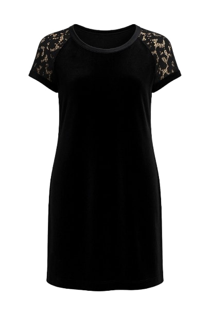 Conquista Women's Velvet & Lace Black Dress In Black