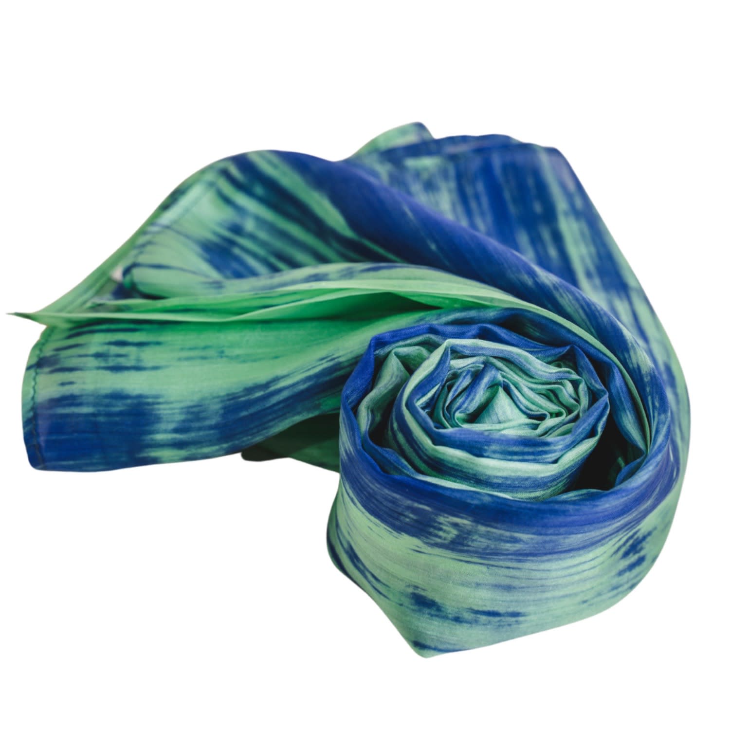 Silk And Bears Women's Green Forest & Ocean Brushstroke Habotai Silk Scarf – Hand-dyed Mulberry Silk In Green