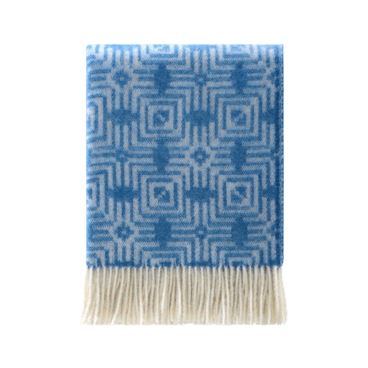 J.j.textile Blue / White Retro Wool Throw