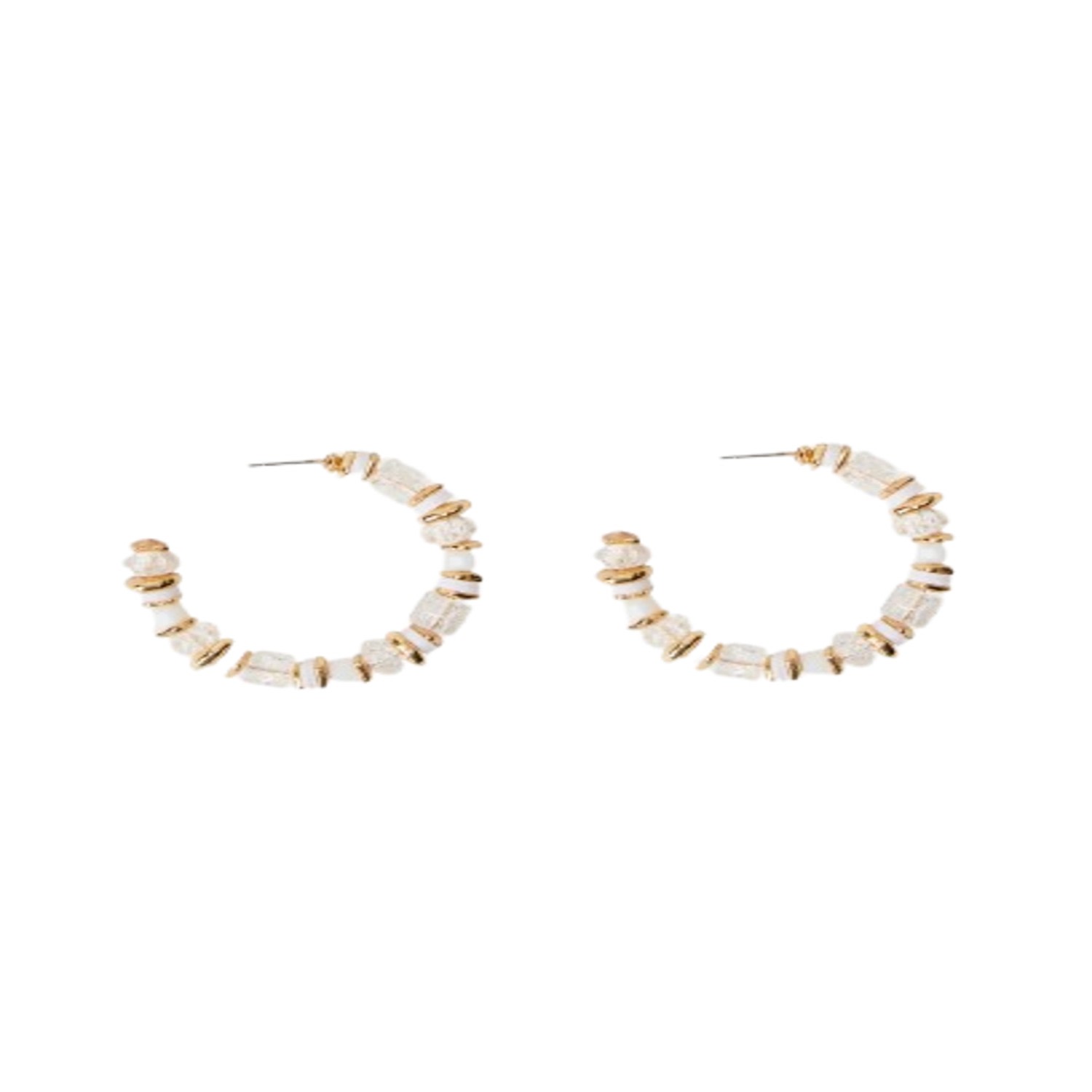 Saachi Women's Beaded Crystal Hoop White Earring In Brown