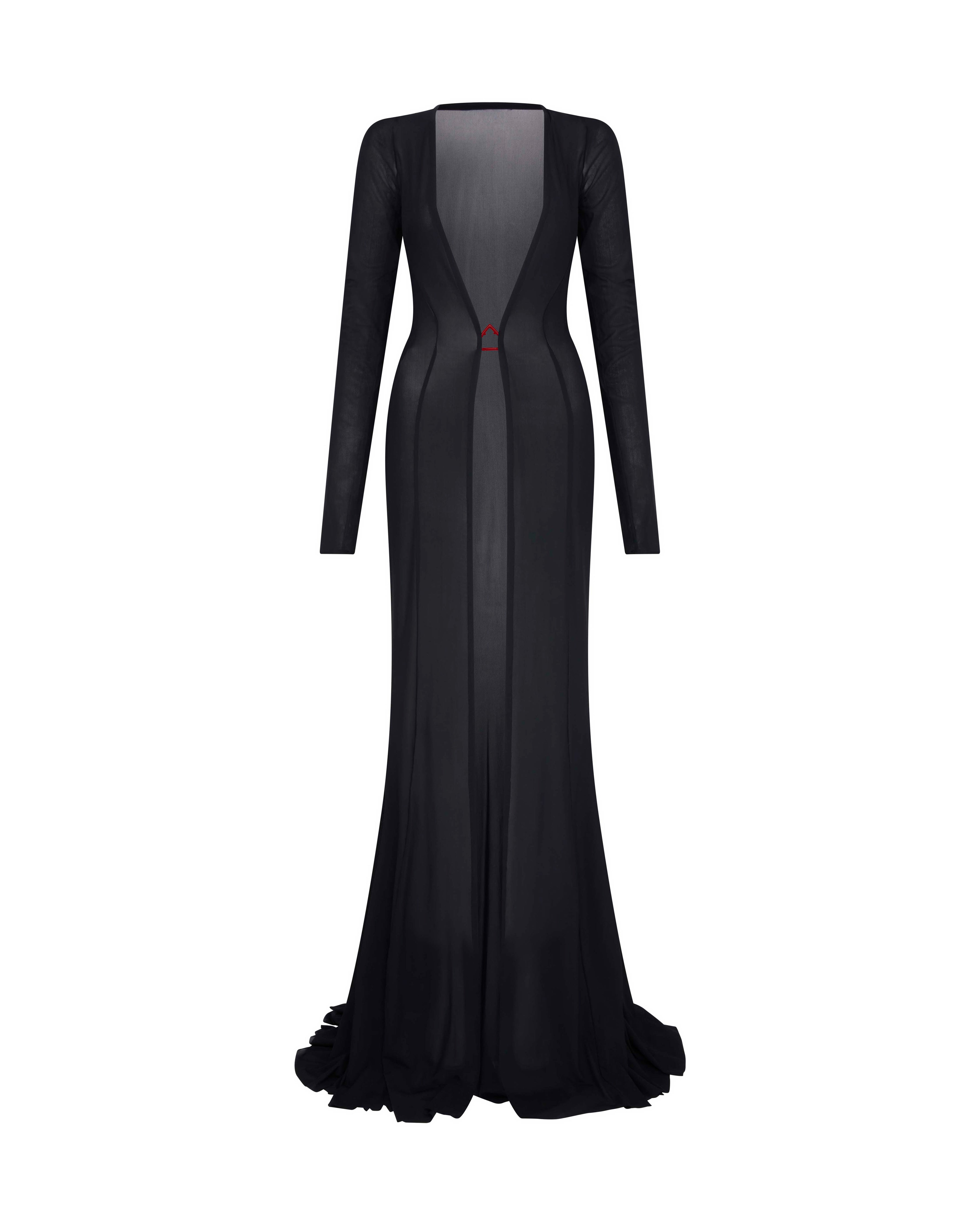 Let's Swim Women's Black Mesh Shark Logo Maxi Dress In Black