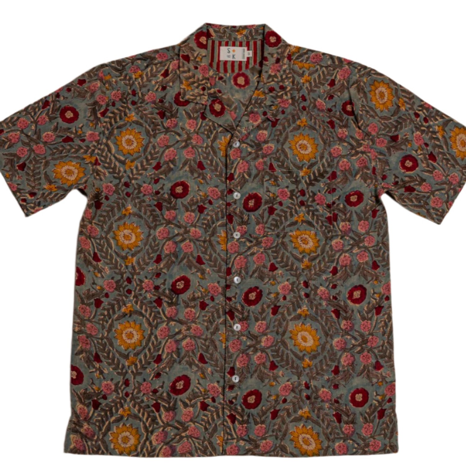 Studio Kibun Men's Cedar Unisex Handblocked Cotton Shirt