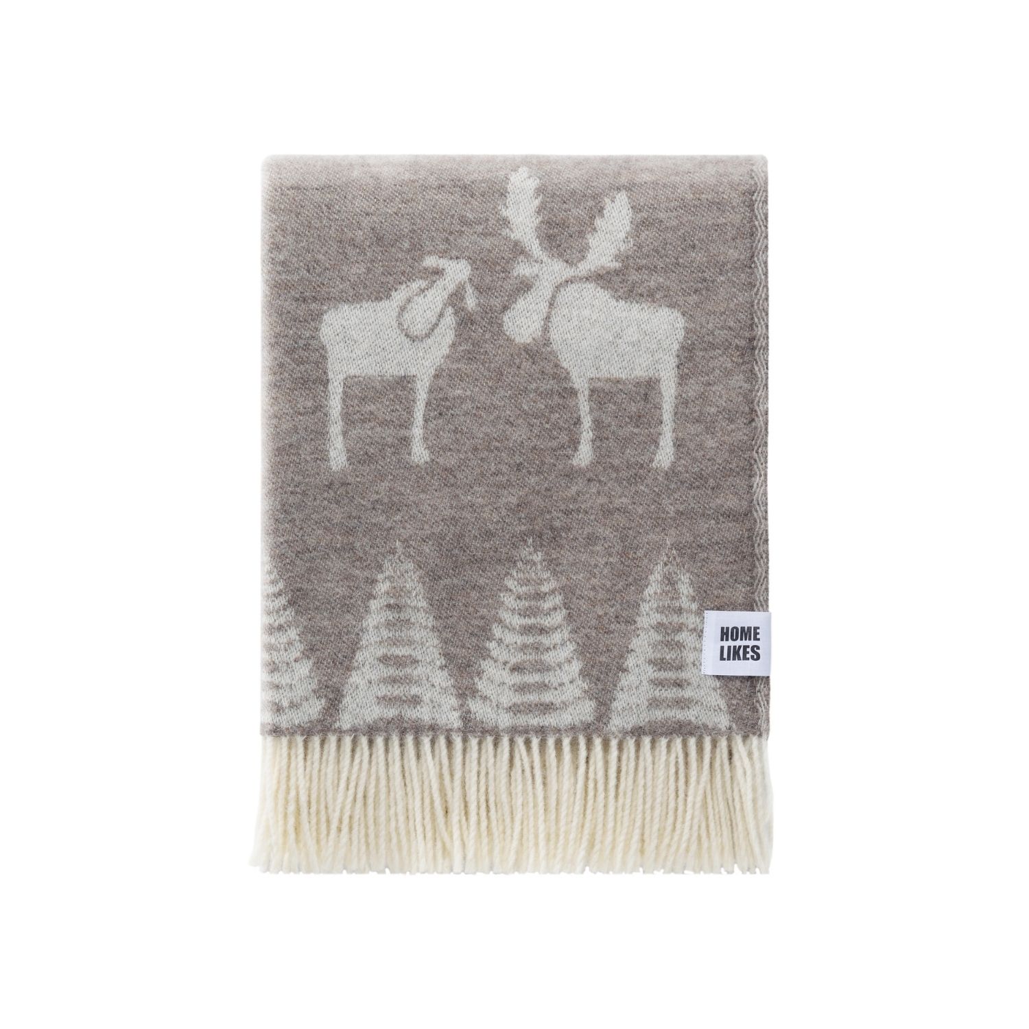 J.j.textile Brown / White Moose Soft Brown Wool Throw