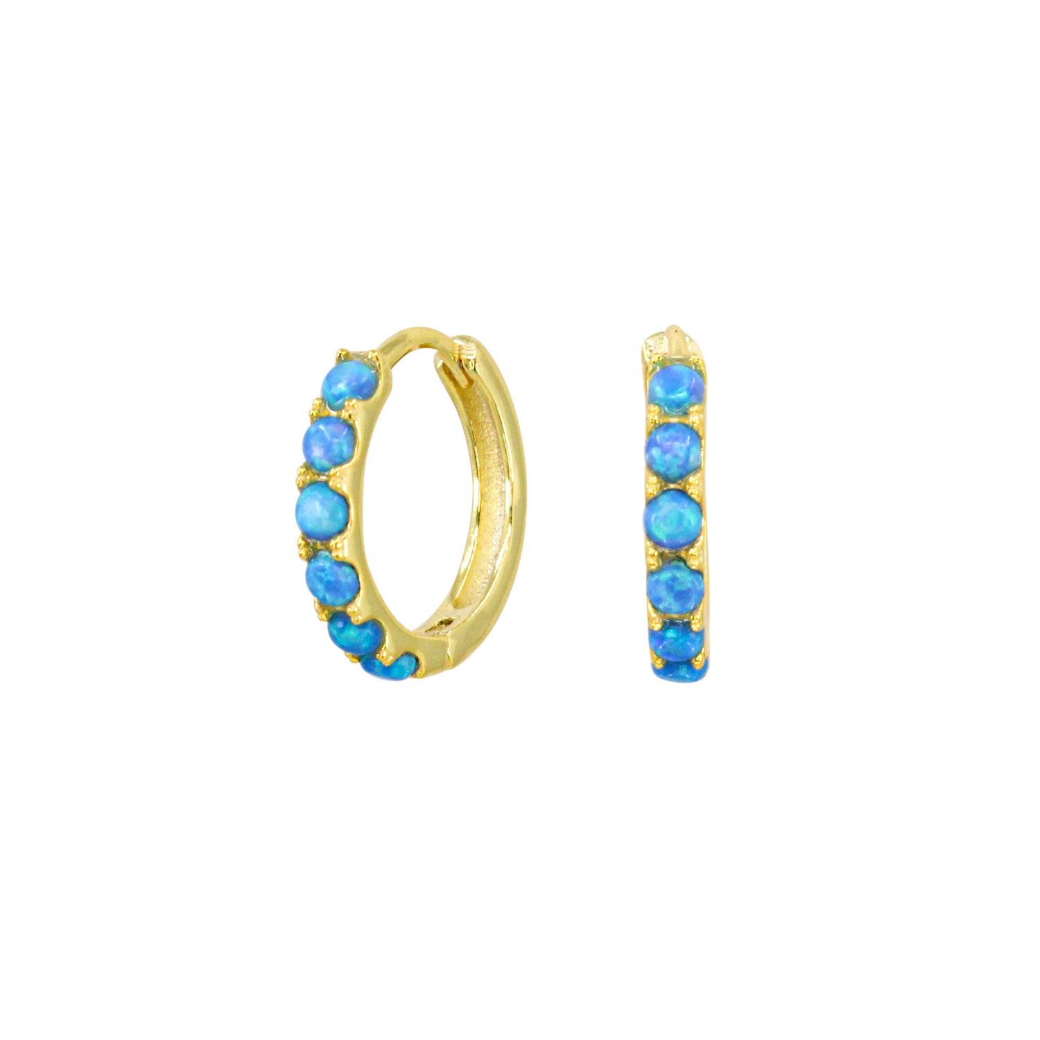 Women’s Gold / Blue Blue Opal Huggie Hoop Earrings Lucky Eleven