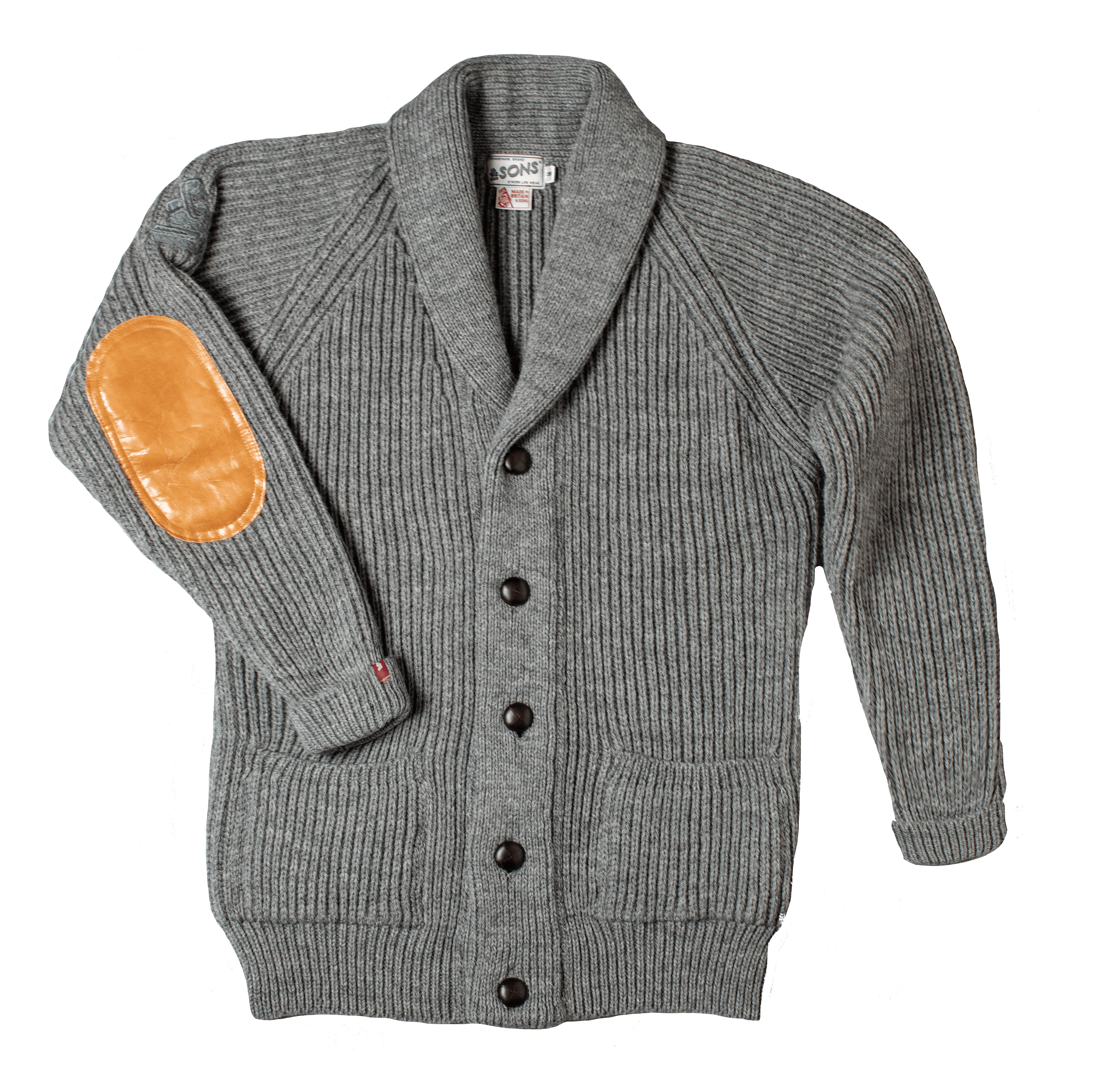 Men’s Pioneer British Wool Cardigan Grey Small &Sons Trading Co