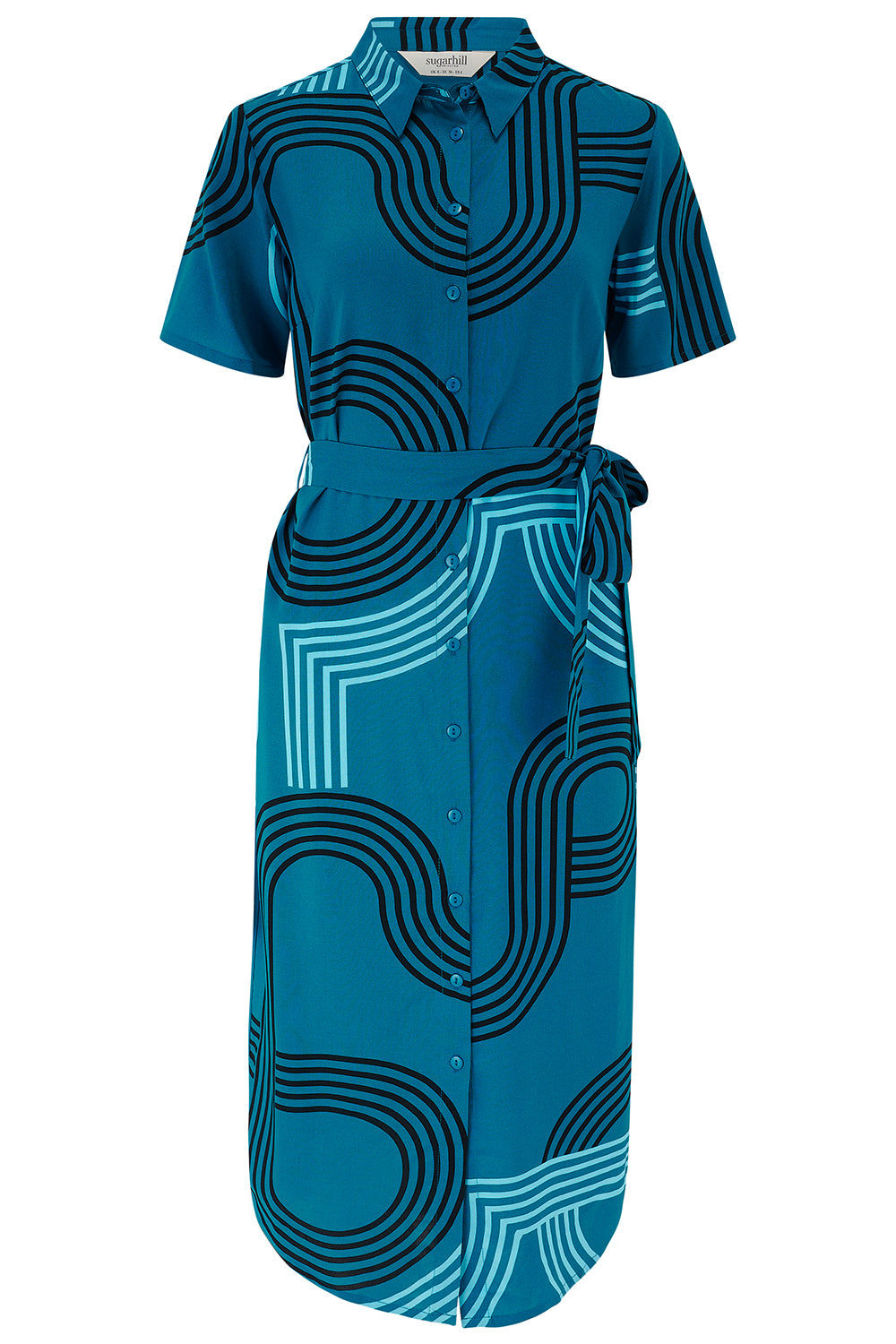 Women's Blue Dorothy Midi Shirt Dress Teal, Ocean Racer | Large | Sugarhill Brighton
