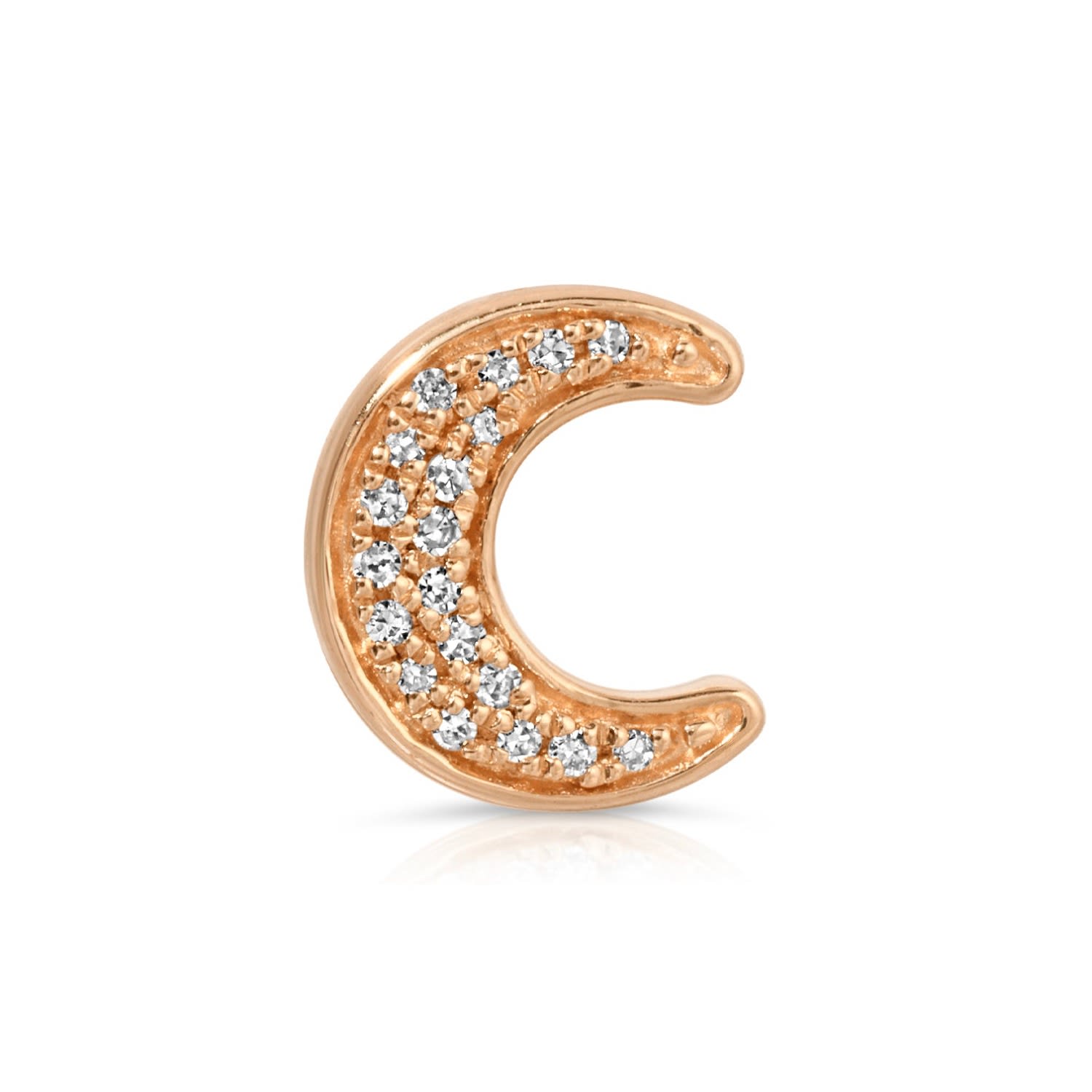 Women’s Pavé Charm Stud - 14K Rose Gold - Moon Maya Brenner