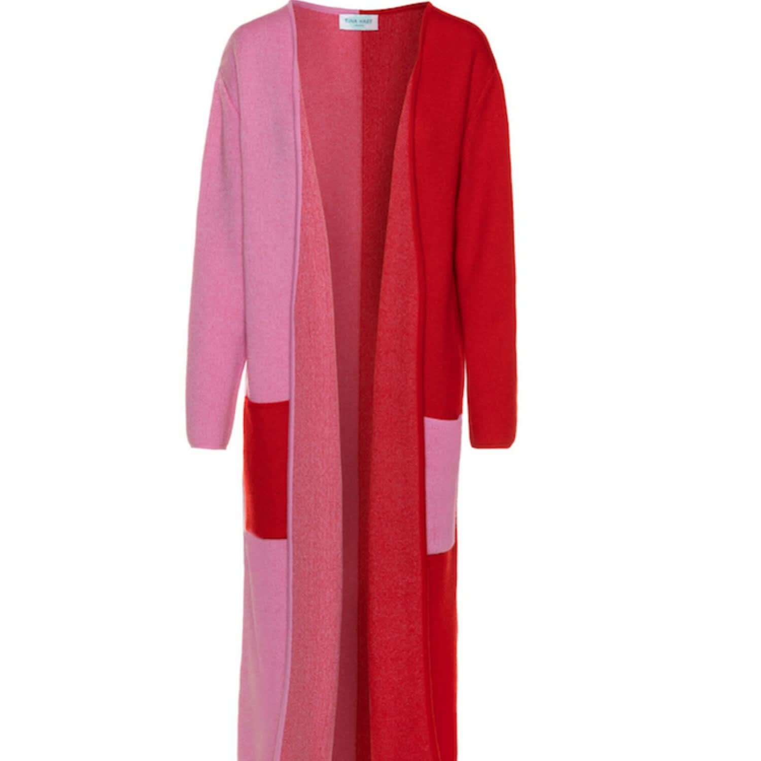 red maxi cardigan