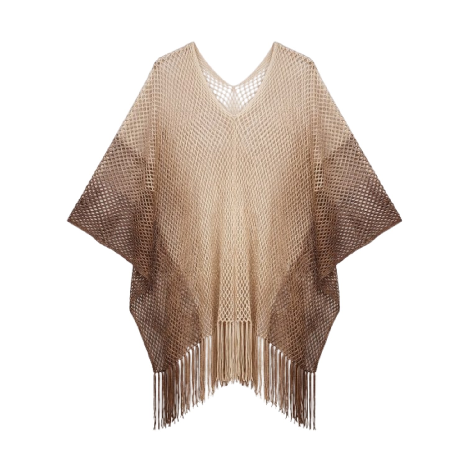 Women's Metallic Fringe Gold Poncho | One Size | Saachi
