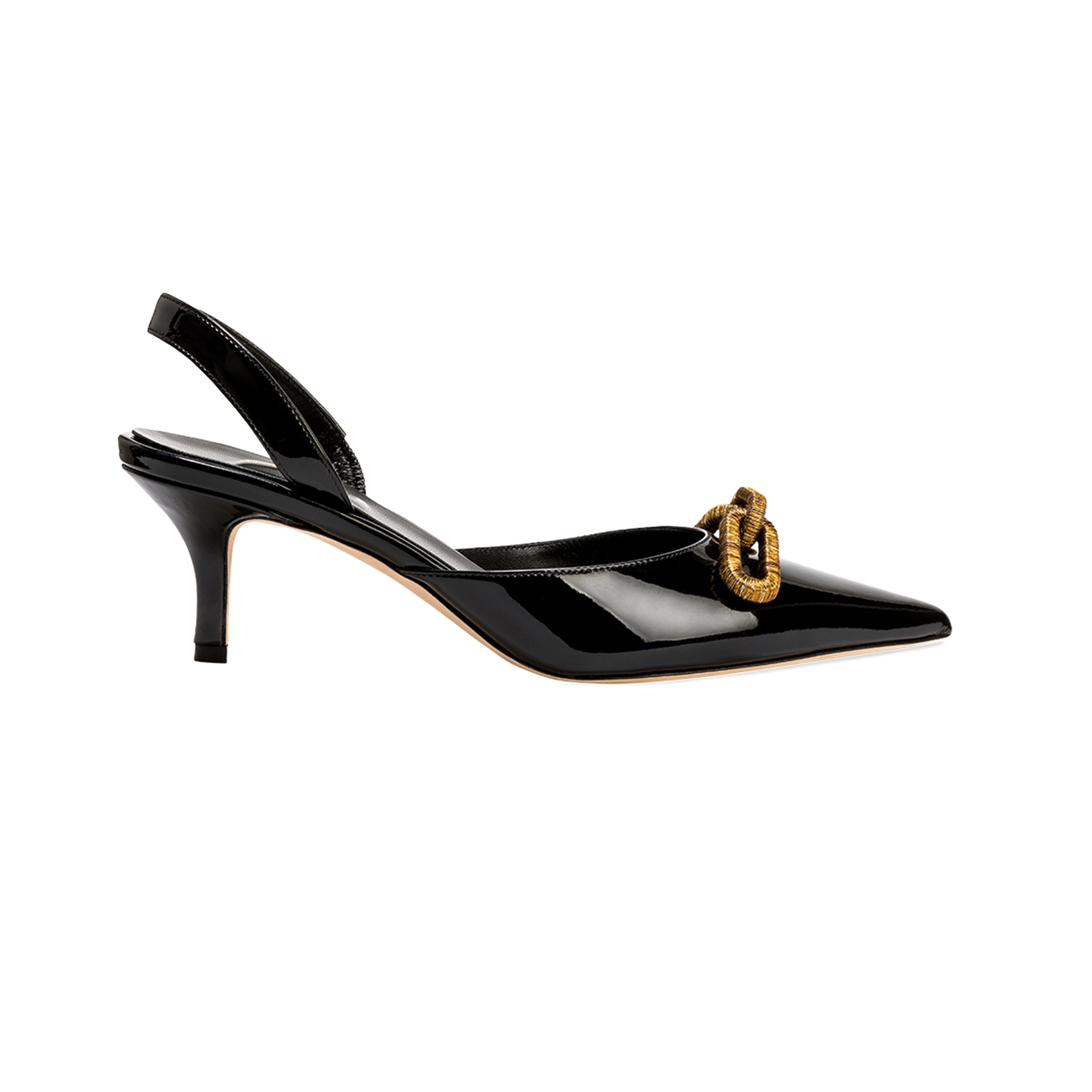 Women’s Gold / Black Catena Black Mid-Heel Slingback Pump Mule 8 Uk Serena Uziyel