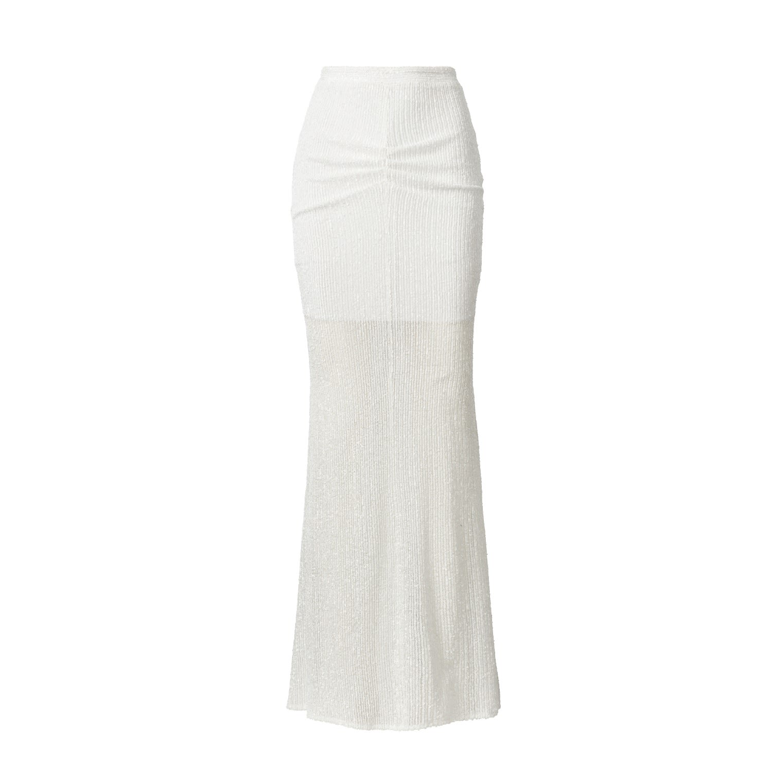 Lita Couture Women's White Sequin Ruched Maxi Skirt In White