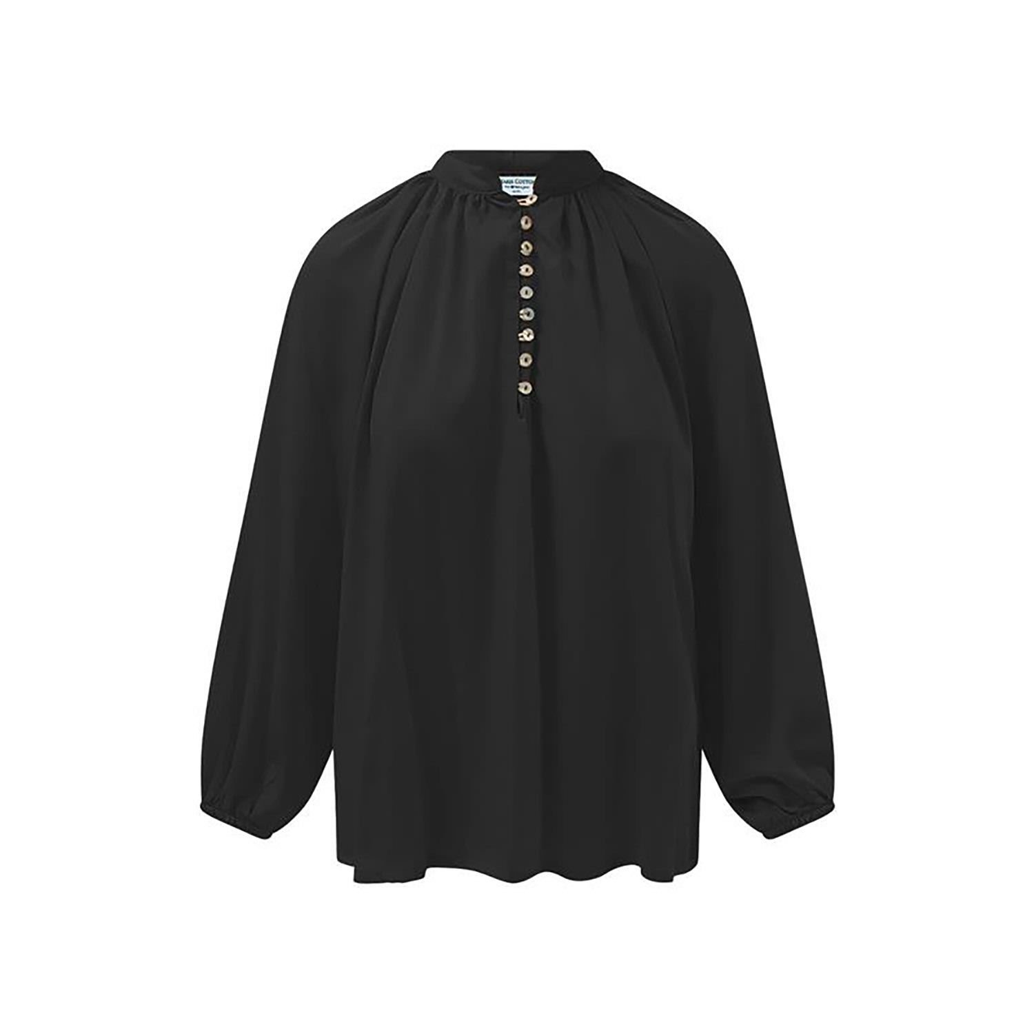 Haris Cotton Women's Pure Viscose Button Blouse - Black In Black