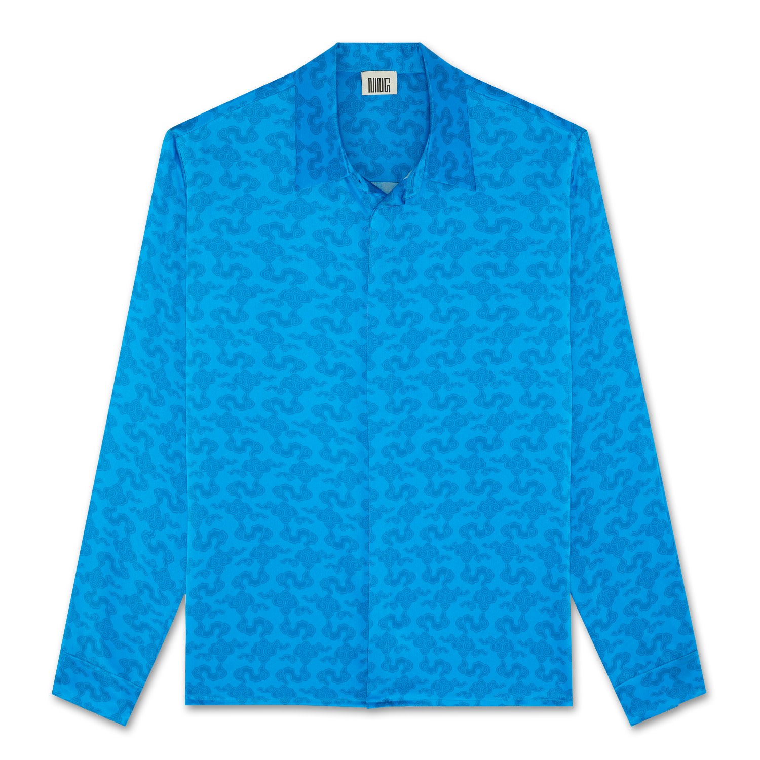 Men’s Resort Cloud Mulberry Silk Shirt Blue Small Ning Dynasty