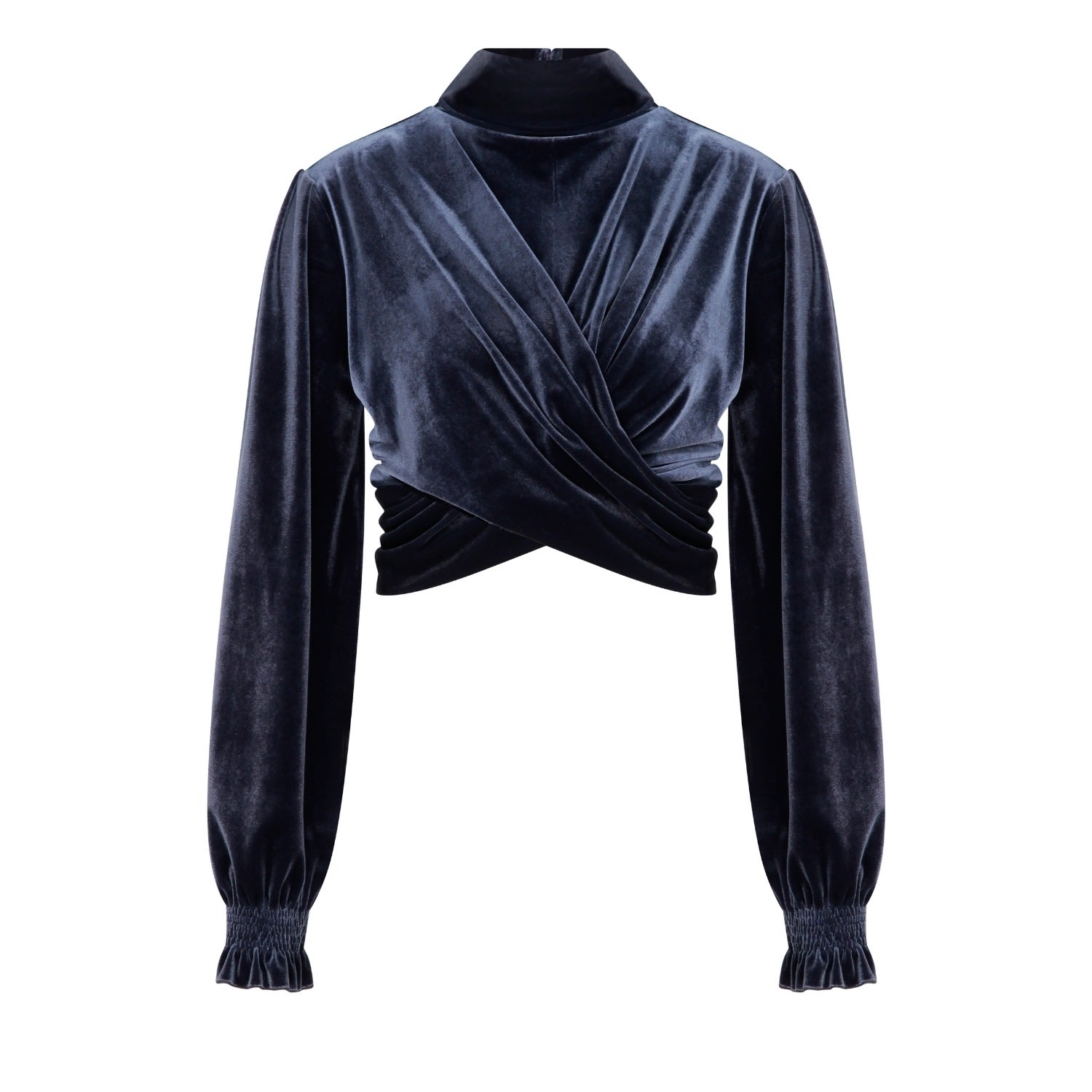 Nazli Ceren Orvell Blouse In Grey Velvet In Grey