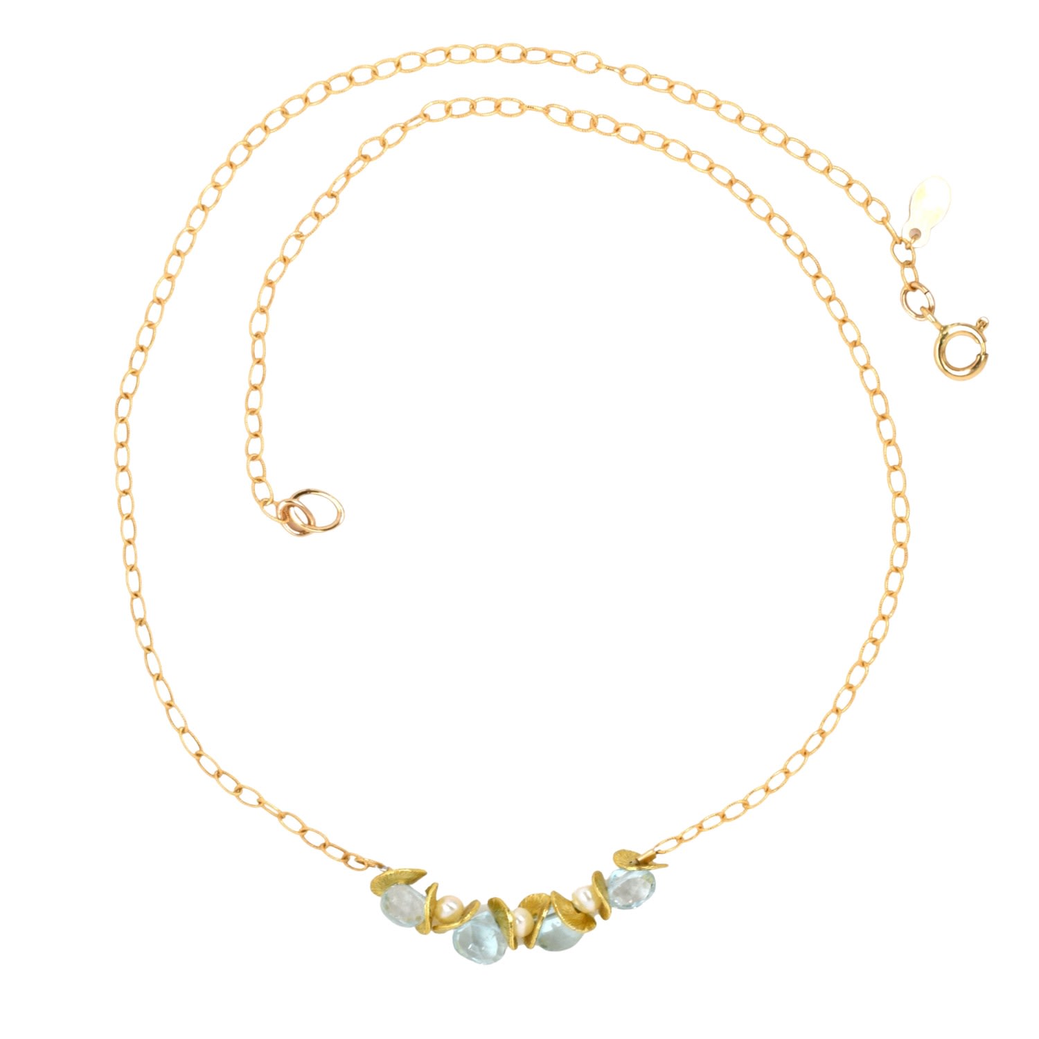 Lori Kaplan Design Women's Blue / White / Gold Signature Mini Topaz & Pearl Necklace In Multi