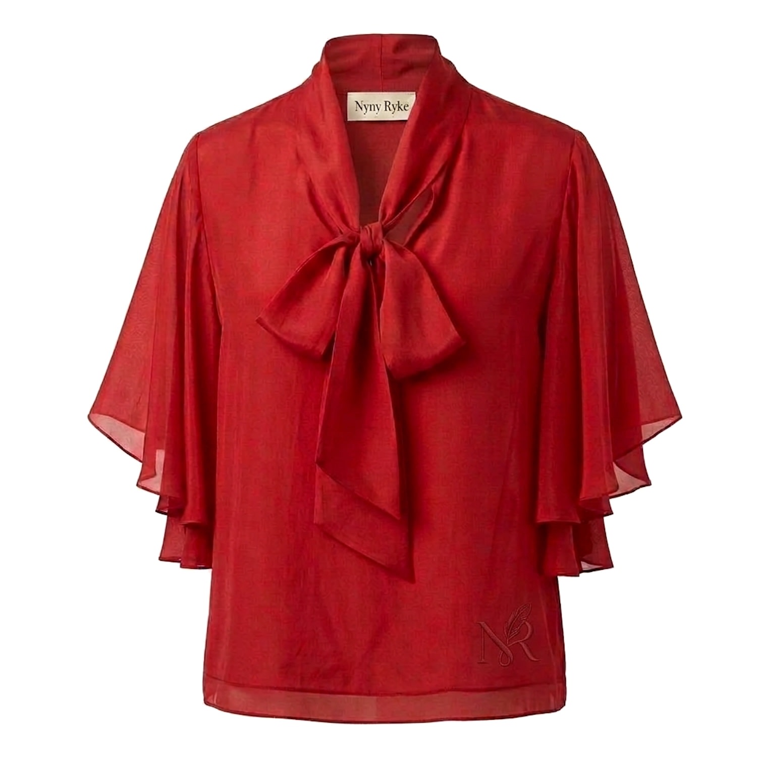 Nyny Ryke Women's Ada, Orange Silk Blouse , Sophisticated Day-to-night Top