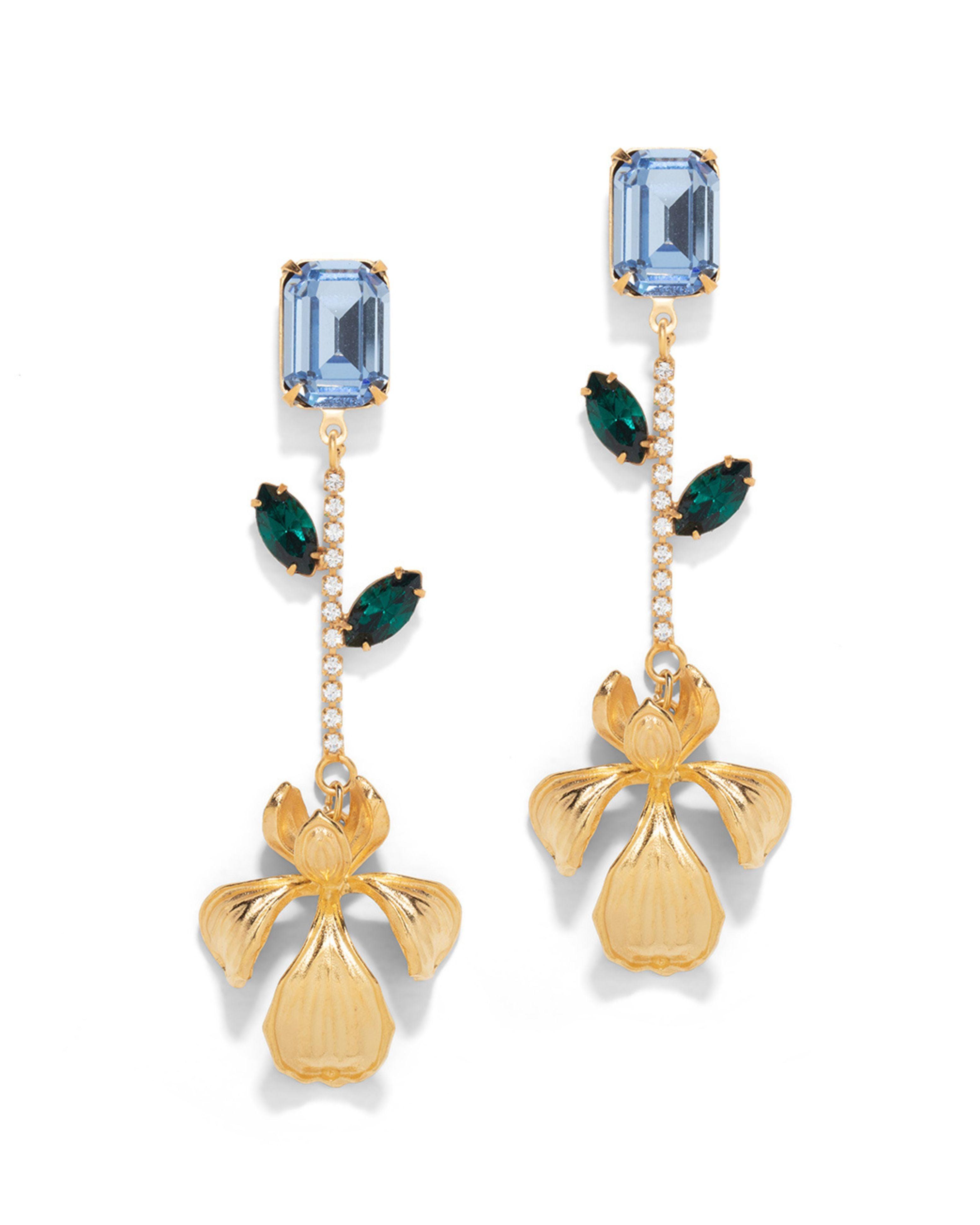 The Pink Reef Women's Blue  Hand Sculpted Iris Earring In Sapphire In Blue