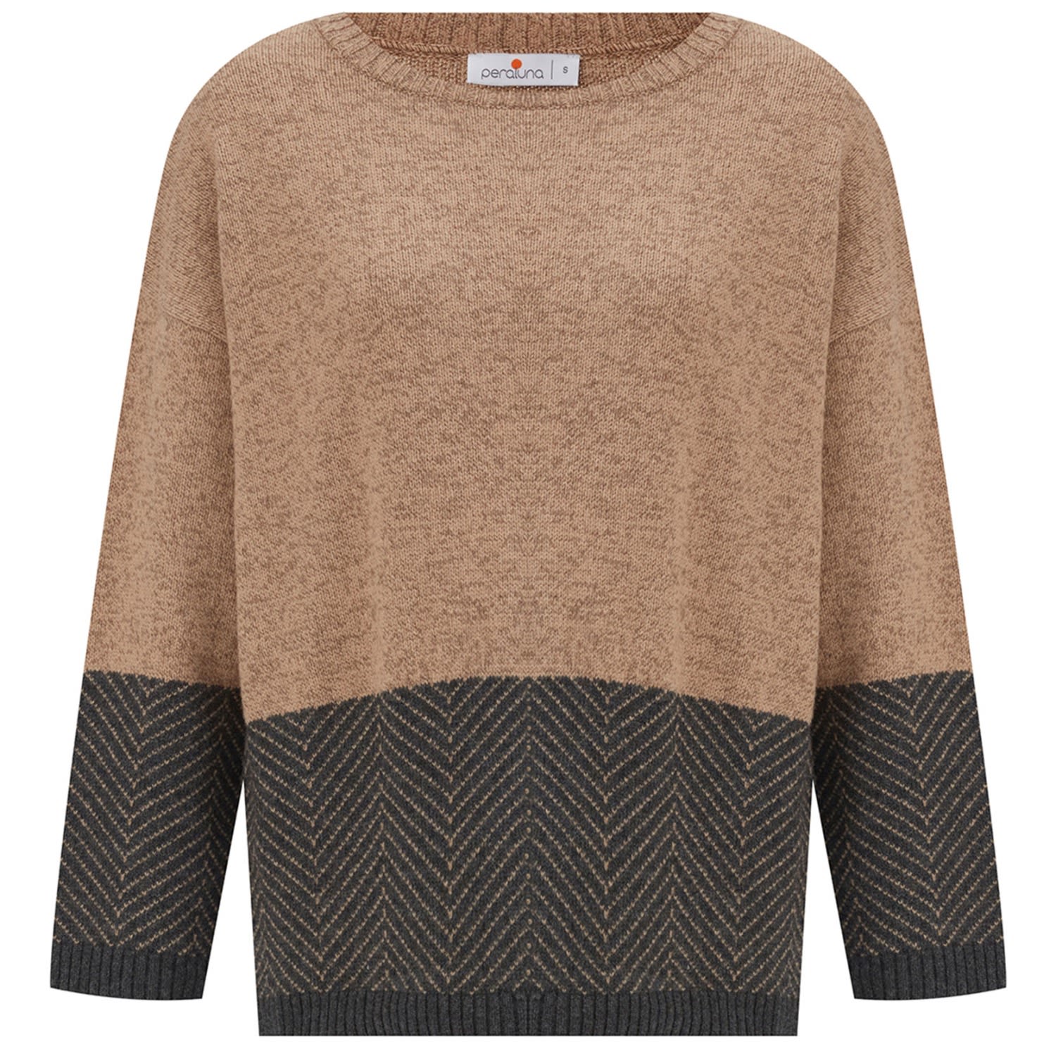 Women’s Brown Mabel Pullover Jacquard Pattern Knit Jumper In - Pale Taupe Small Peraluna