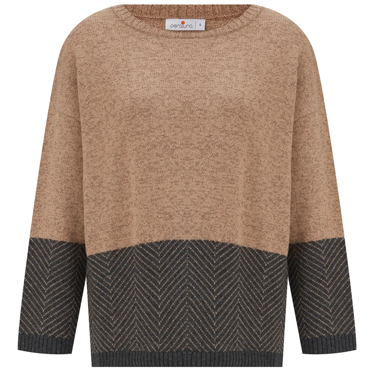 Peraluna Women's Brown Mabel Pullover Jacquard Pattern Knit Jumper In - Pale Taupe In Brown