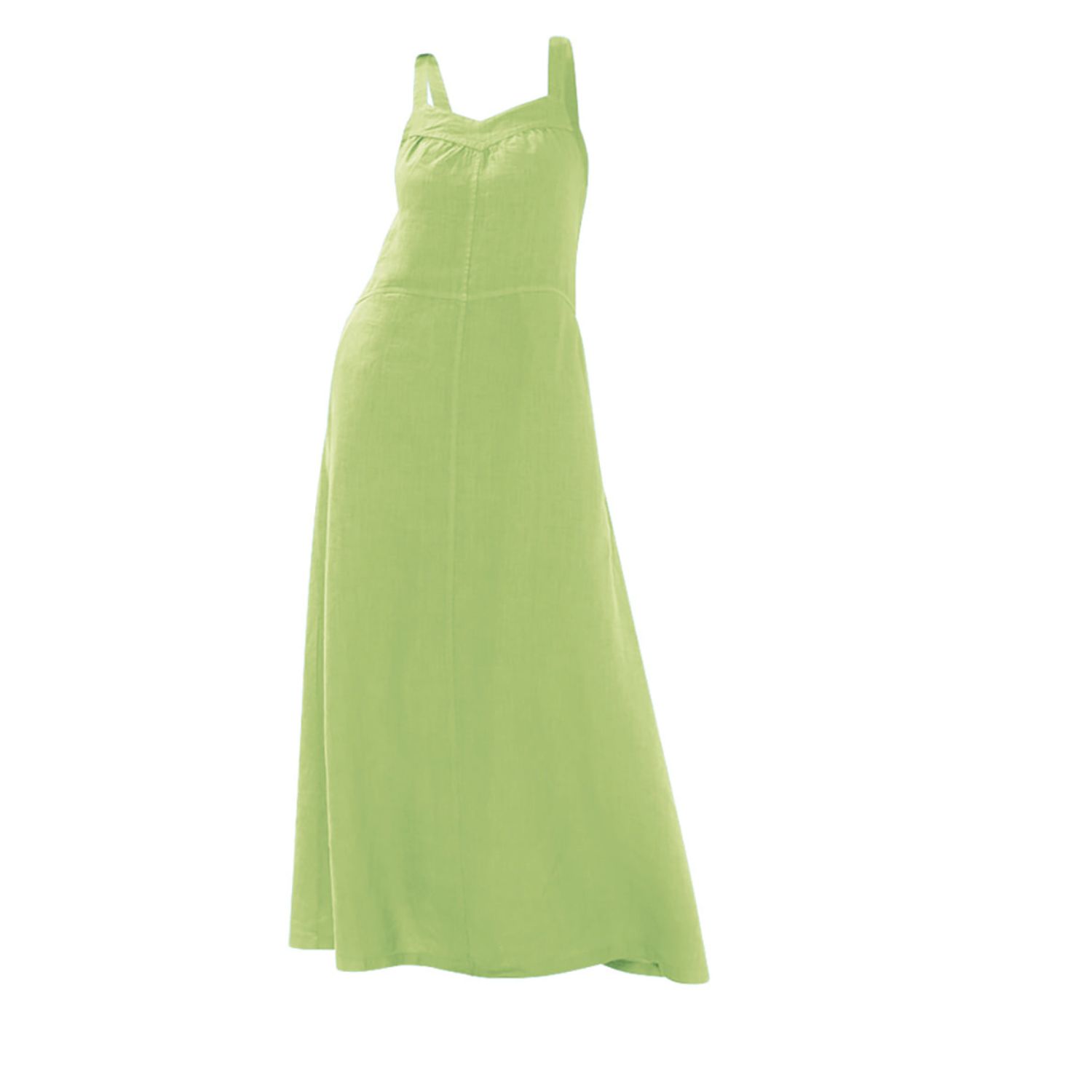 Haris Cotton Women's Green Tank Maxi Backless Linen Dress Kiwi In Green