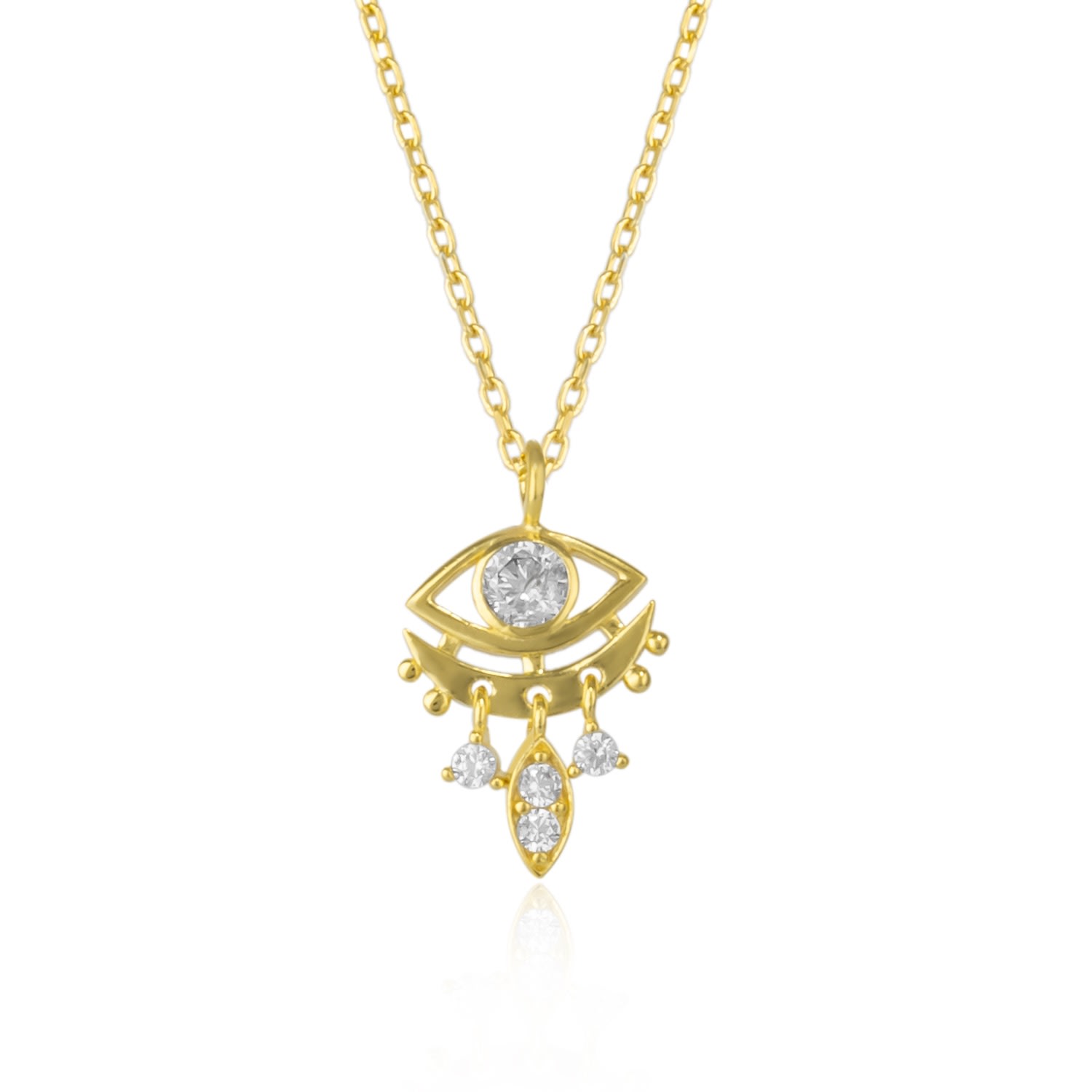 Spero London Women's Eye Drop Necklace Sterling Silver - Gold In Gold