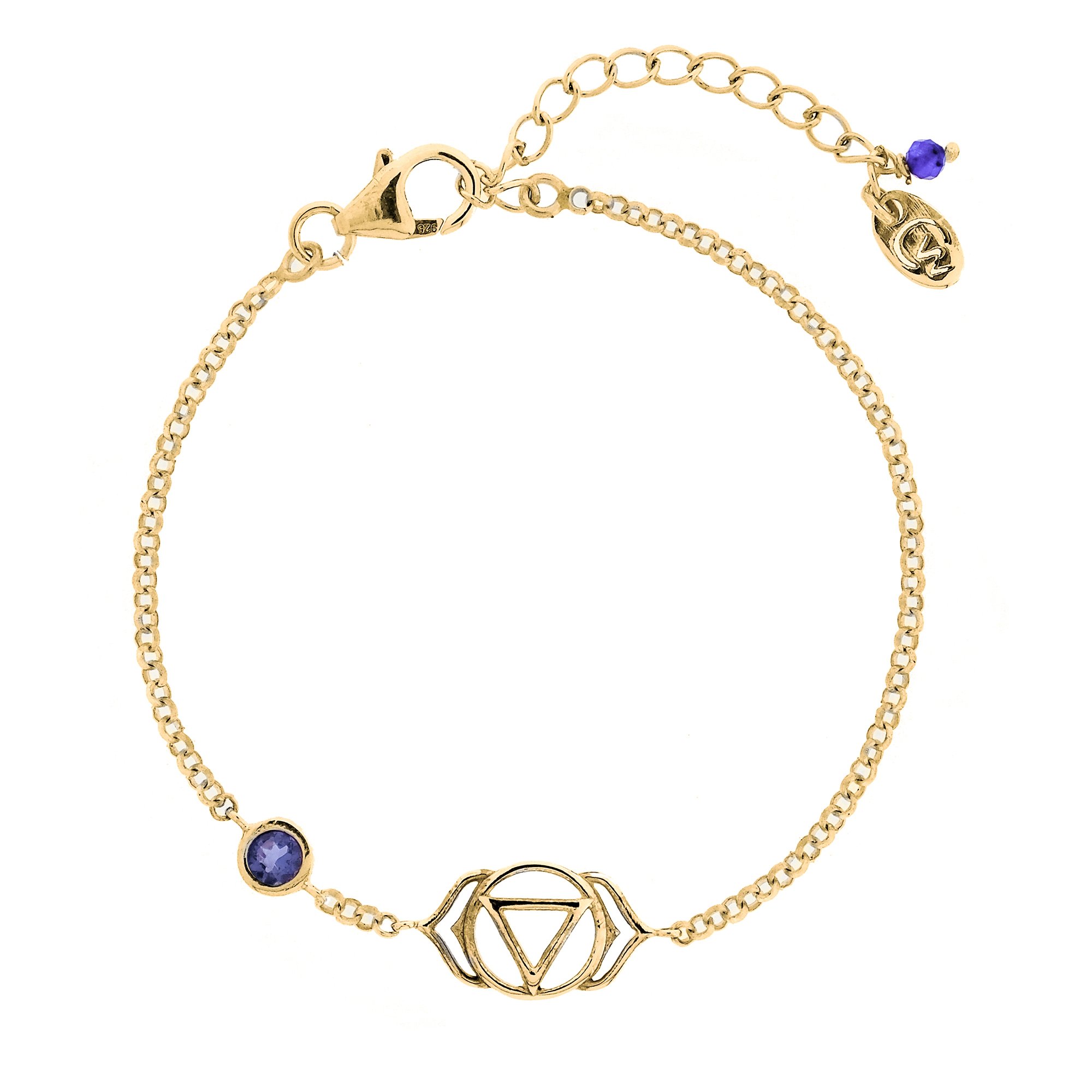 Women’s Third Eye Gold Vermeil Chakra Bracelet - Iolite Charlotte’s Web Jewellery