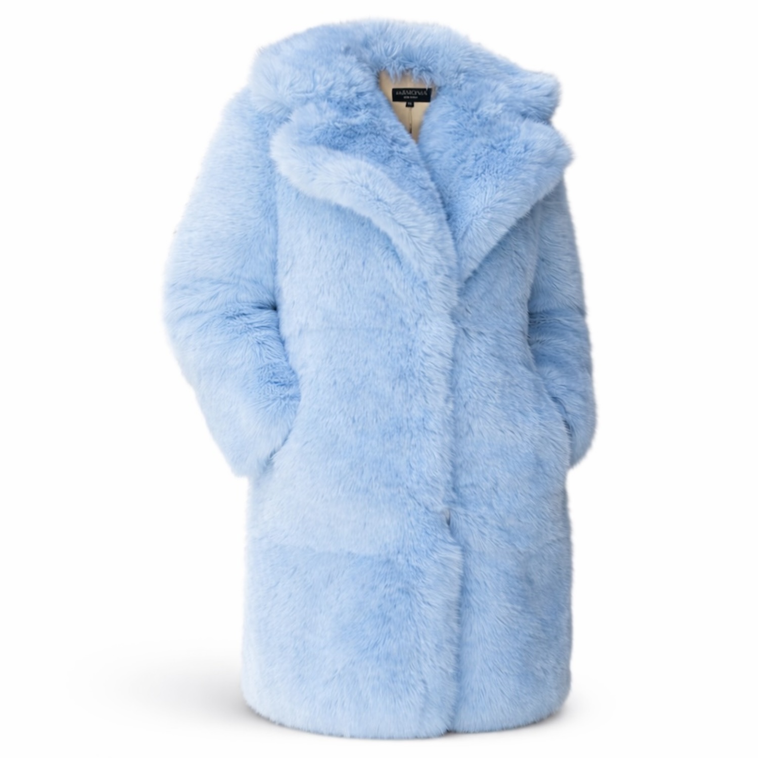 Powder Blue Faux Fox Fur Coat By Dani Watanabe | HARMONIA NY