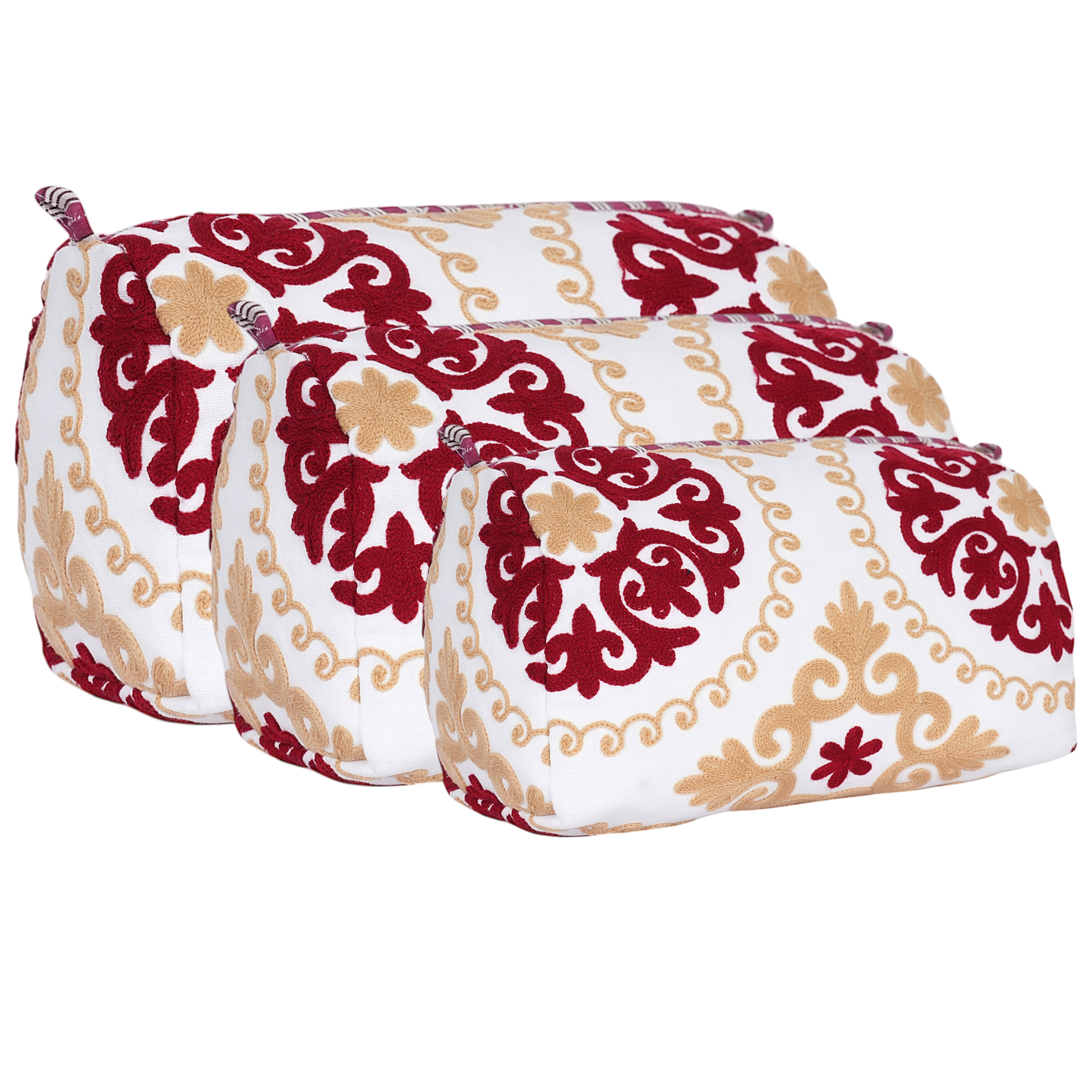 Conscious Yoga Collective The Suzani Three Piece Travel Set In Red In Red