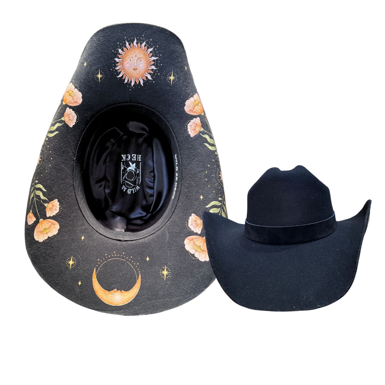 Wild As Heck Women's The Stevie Western Black Cowboy Hat - Cosmos, Festival Hat In Black