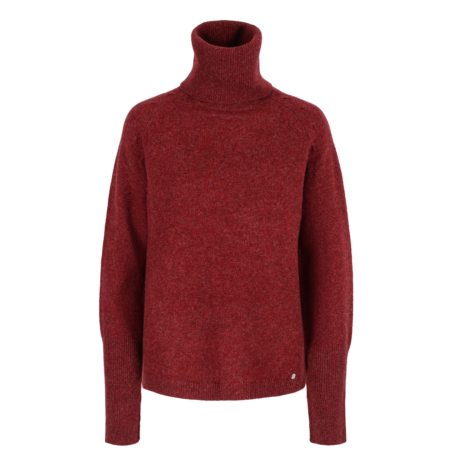 Women’s Red "Cosy" Chunky Turtle Neck Pullover - Wine Melange Large Tirillm