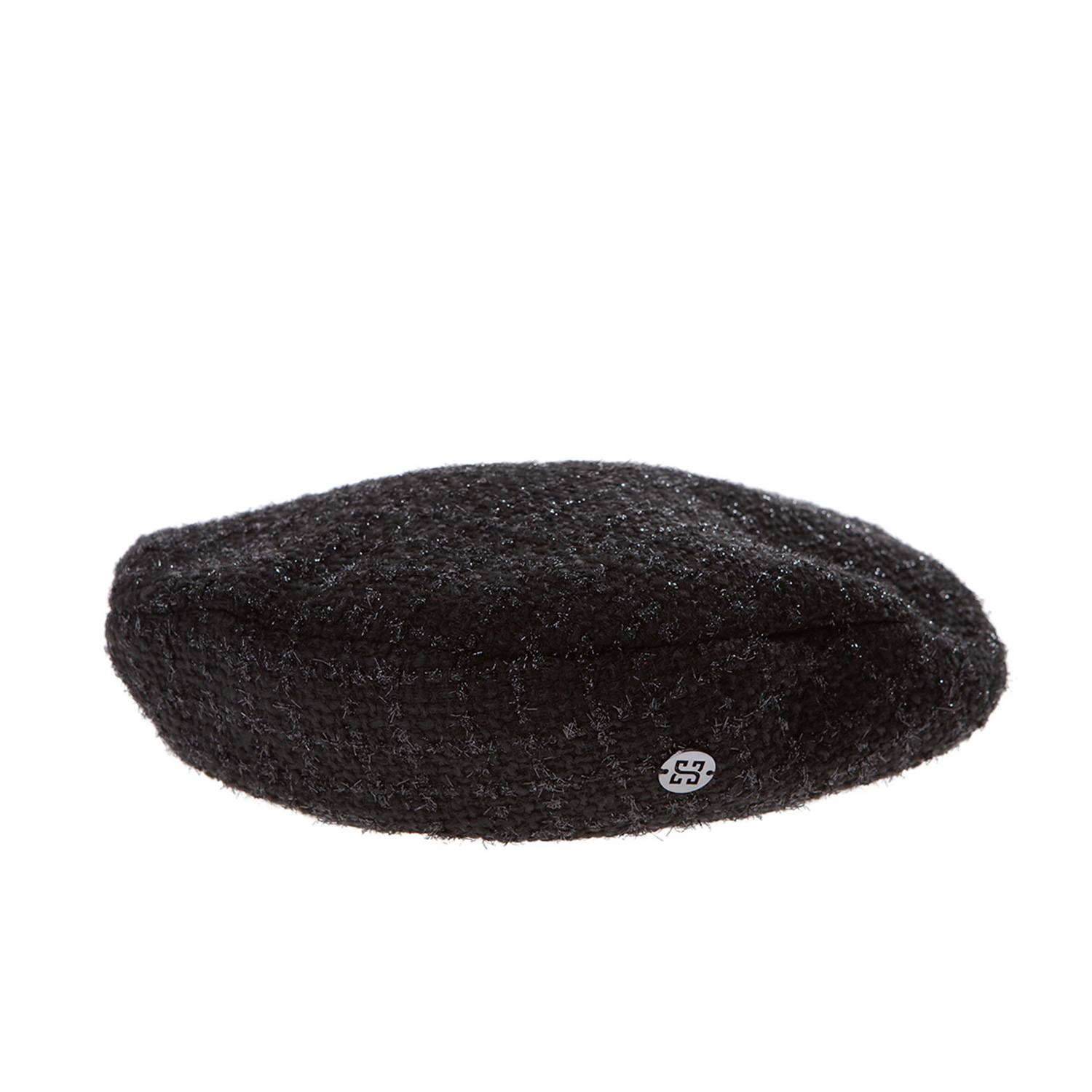 Women's Diana - Black Shiny Tweed Beret Hat | Extra Small | Sibi Hats