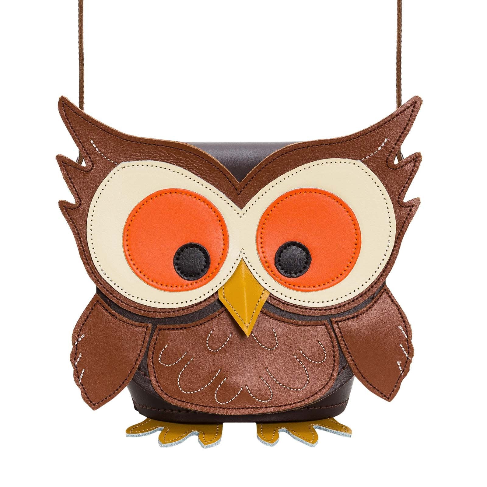 Women’s Brown Hoot Owl Handmade Leather Bag One Size Zatchels