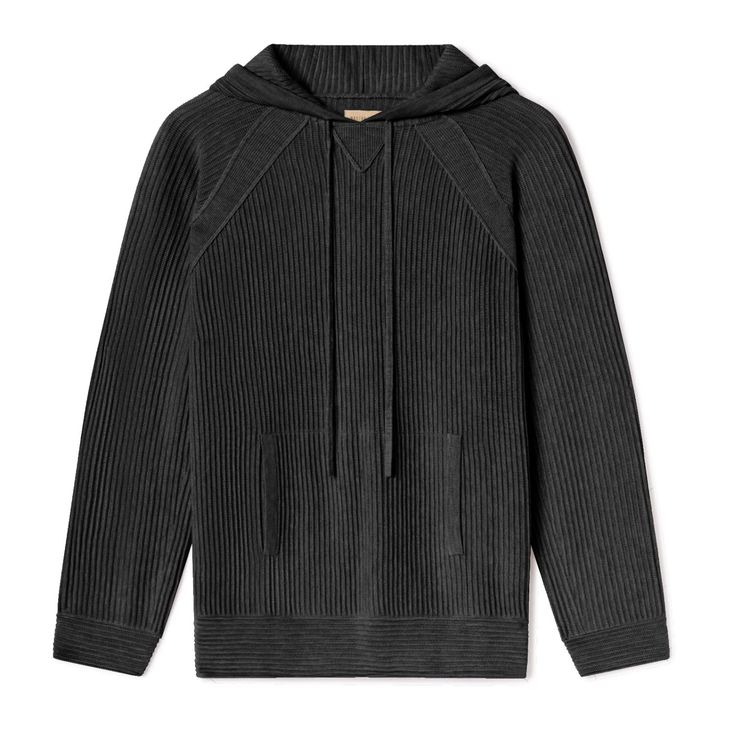 Weston Jon Boucher Grey Dune Ottoman Knit Luxury Hoodie With Silk & Wool - Dark Smoke In Grey