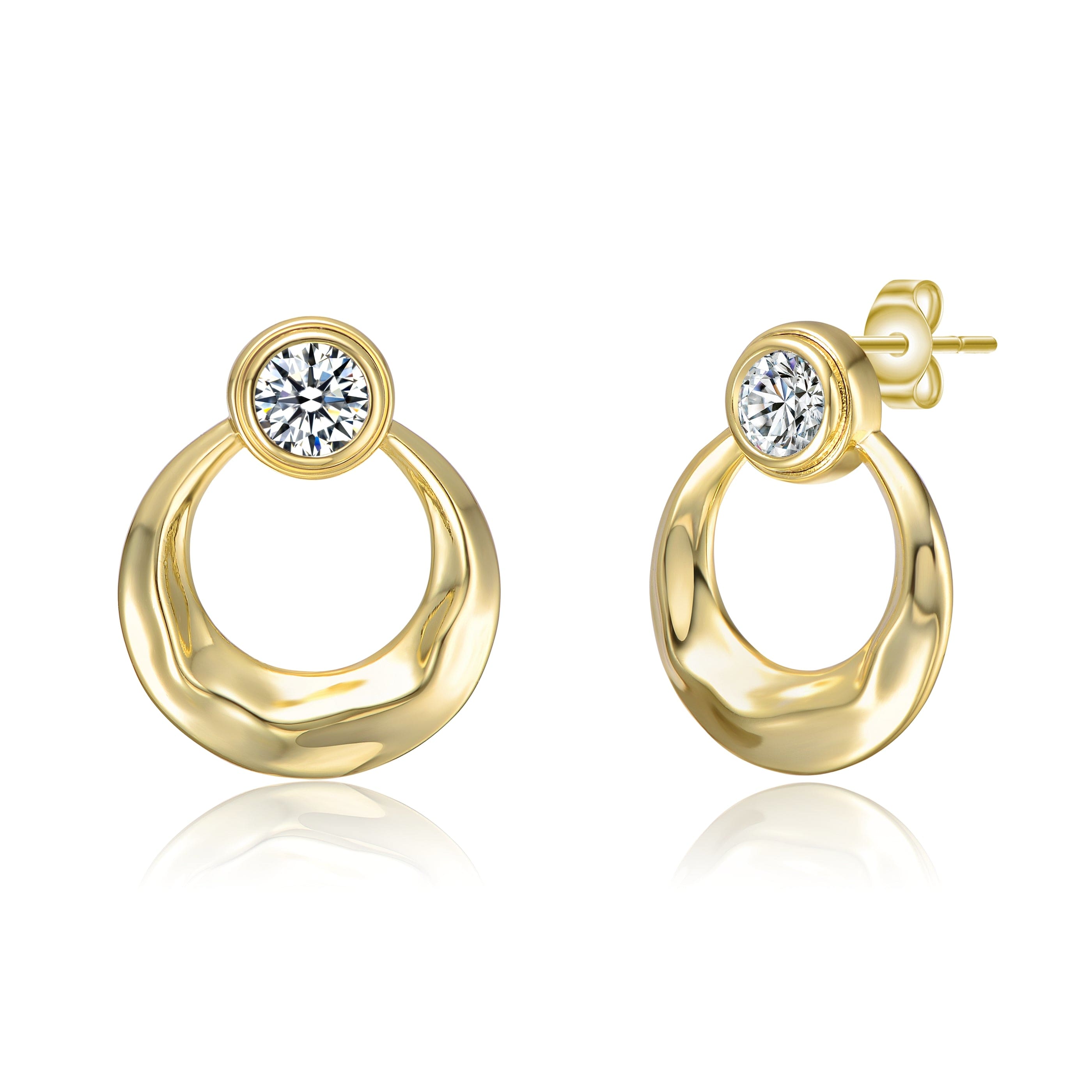 Genevive Jewelry Women's Yellow Gold Plated Eternity Circle Hoop Cubic Zirconia Earrings In Gold