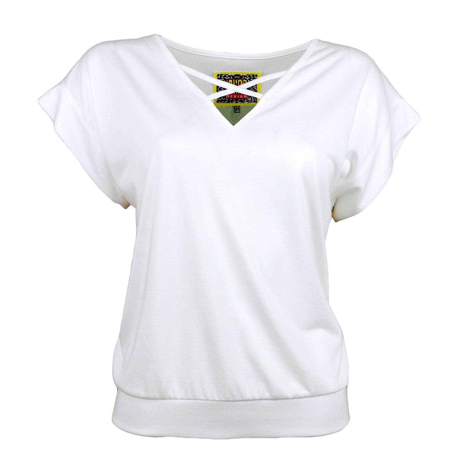Lalipop Design Women's Viscose Blouse With Digital Print Detail At The Back In Black/white