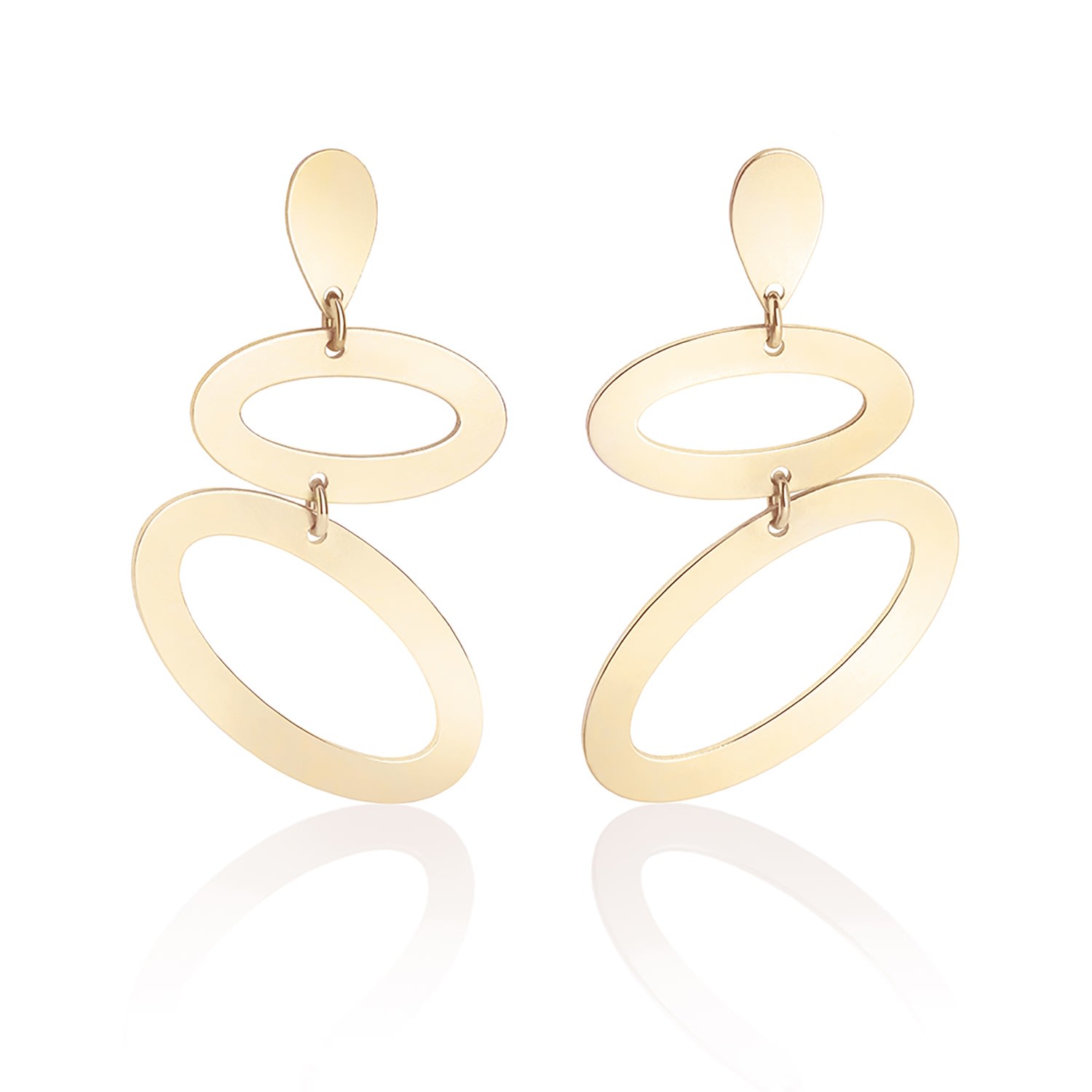 Toolally Women's Ellipses Earrings - Gold In Gold